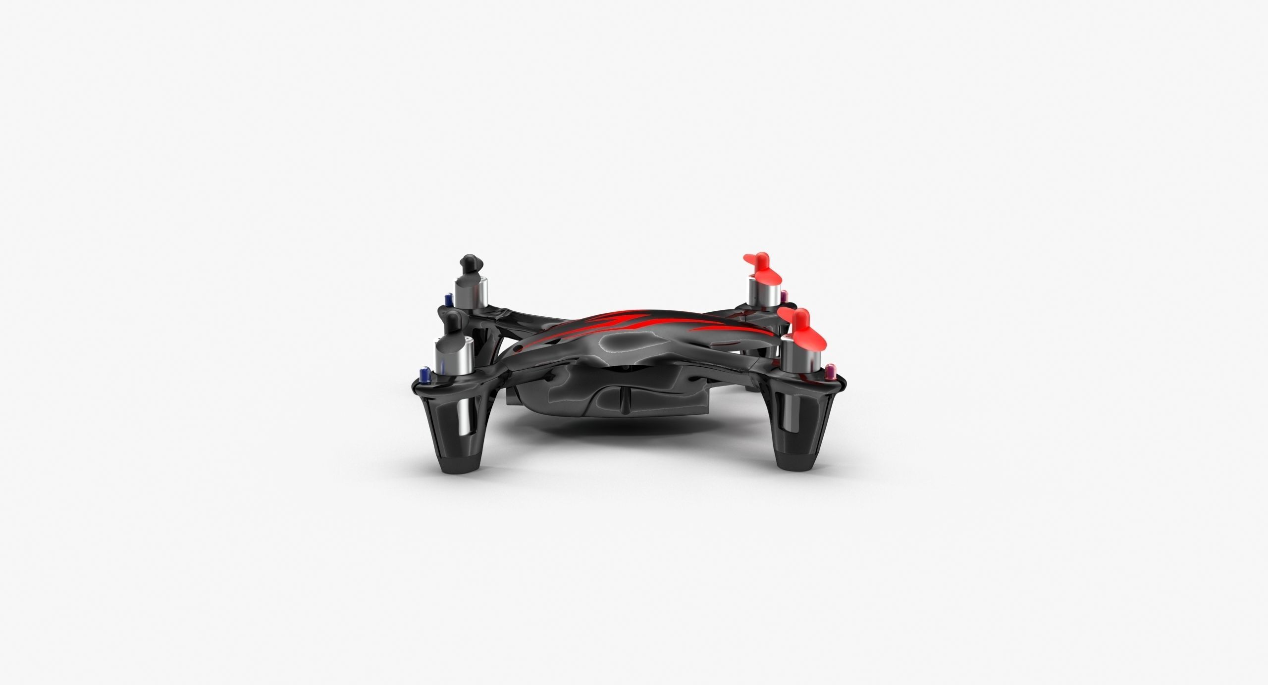 Hubsan X4 H107C BlackRed Low-poly 3D model_18