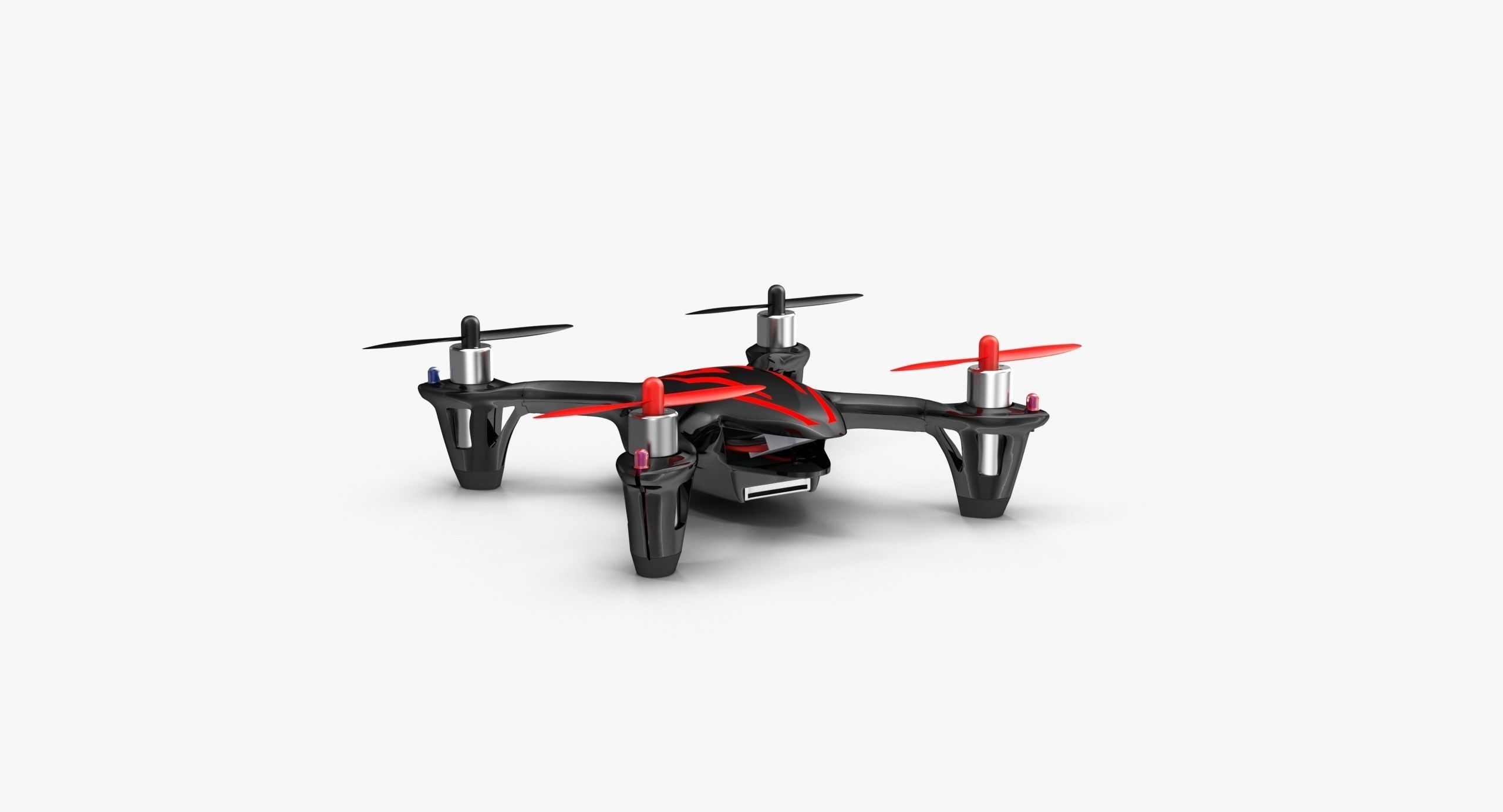 Hubsan X4 H107C BlackRed Low-poly 3D model_16