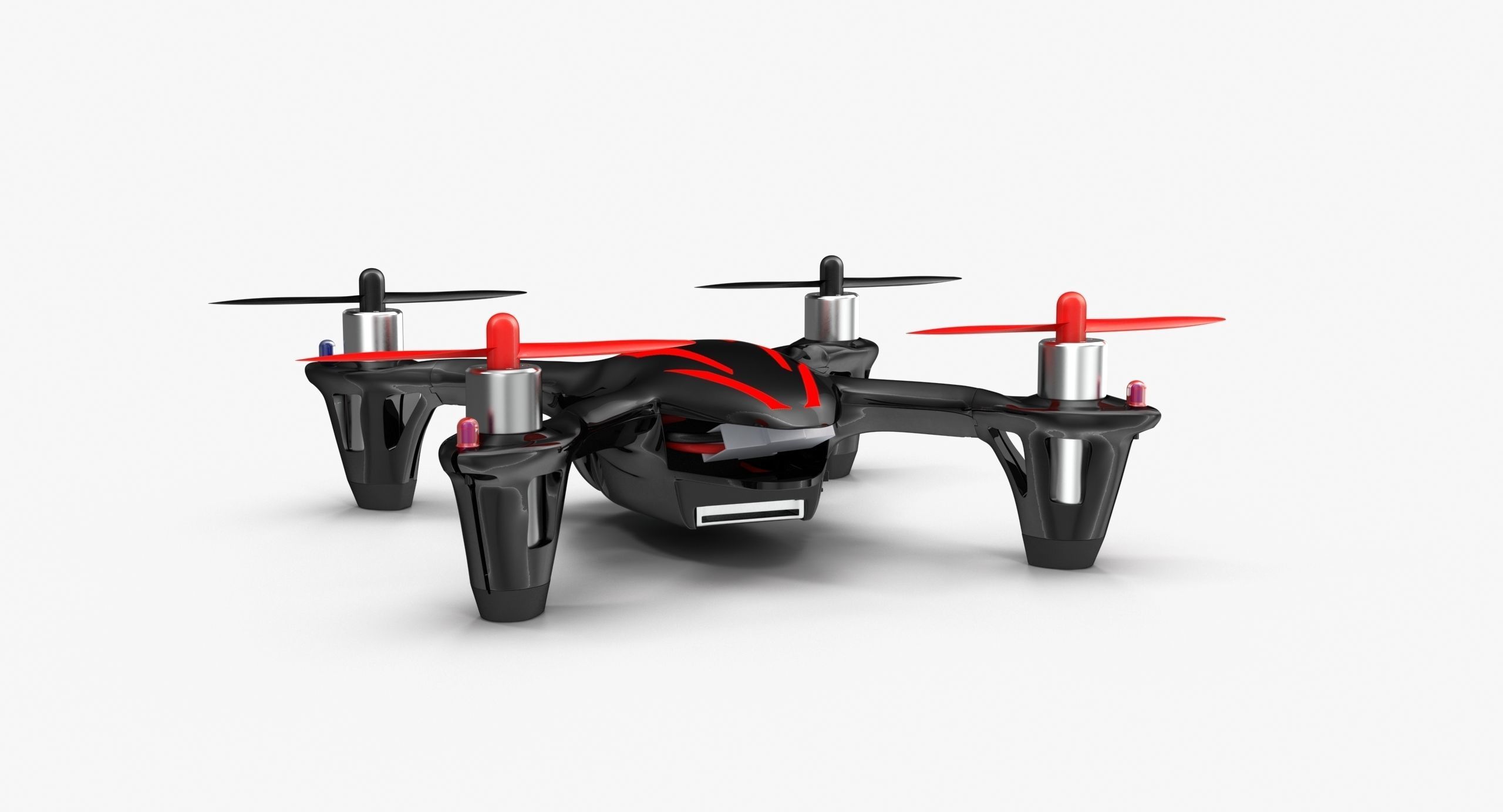Hubsan X4 H107C BlackRed Low-poly 3D model_5