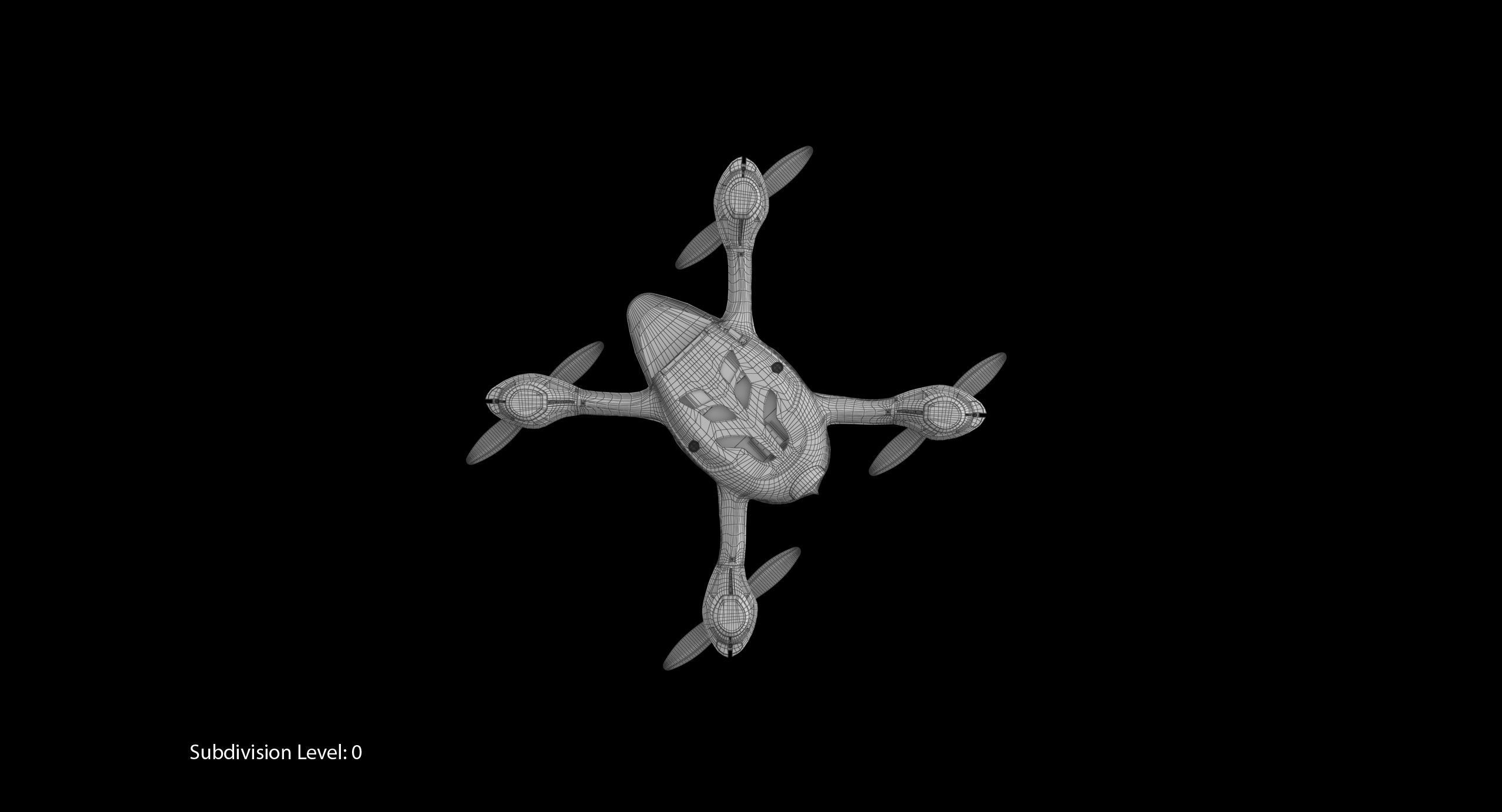 Hubsan X4 H107C BlackRed Low-poly 3D model_33