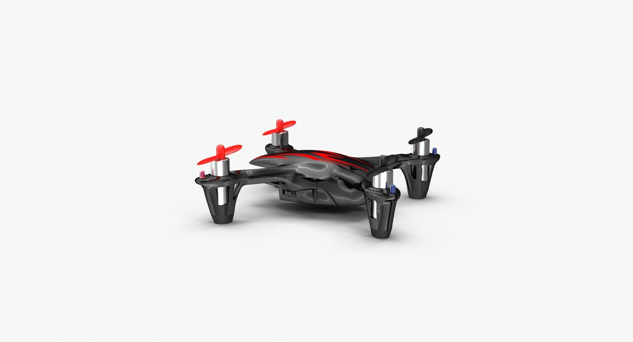 Hubsan X4 H107C BlackRed Low-poly 3D model_12