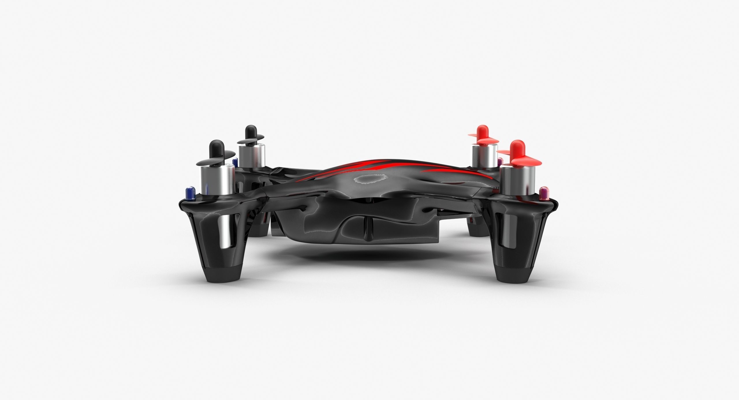 Hubsan X4 H107C BlackRed Low-poly 3D model_4