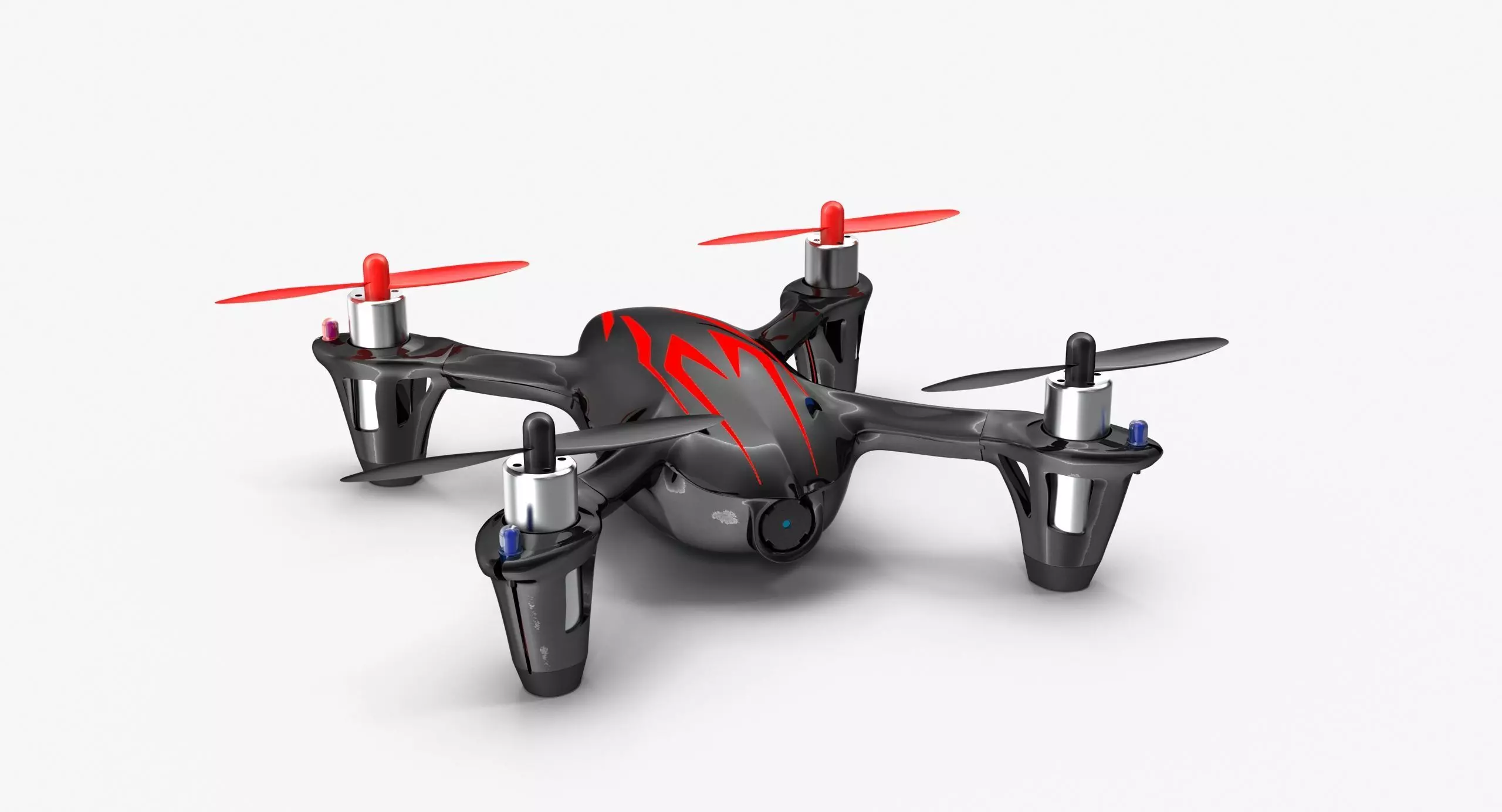 Hubsan X4 H107C BlackRed Low-poly 3D model_0