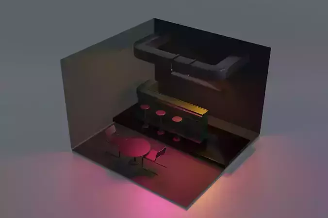 Kitchen Bar Cafe Isometric 