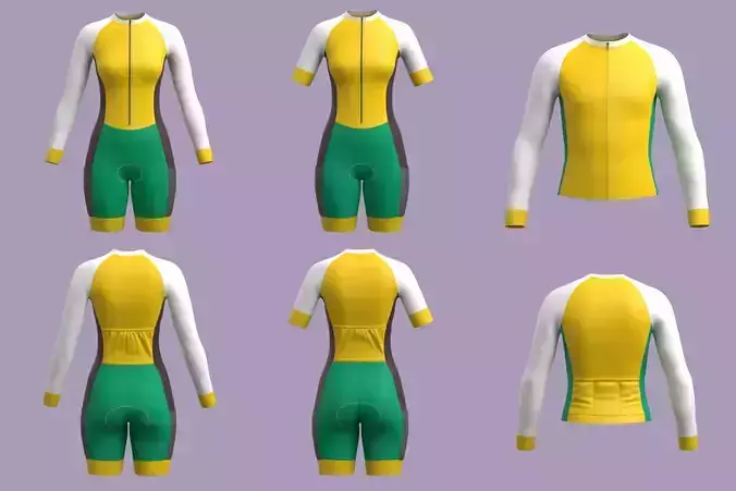 combo 3 set - Cycling Jersey - Cycling Shirt - Women - Man 3D model