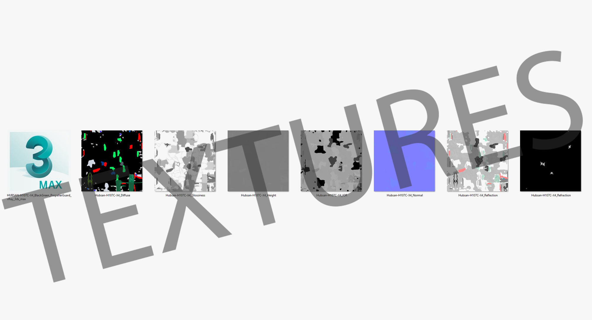 Hubsan X4 H107C BlackGreen Low-poly 3D model_36