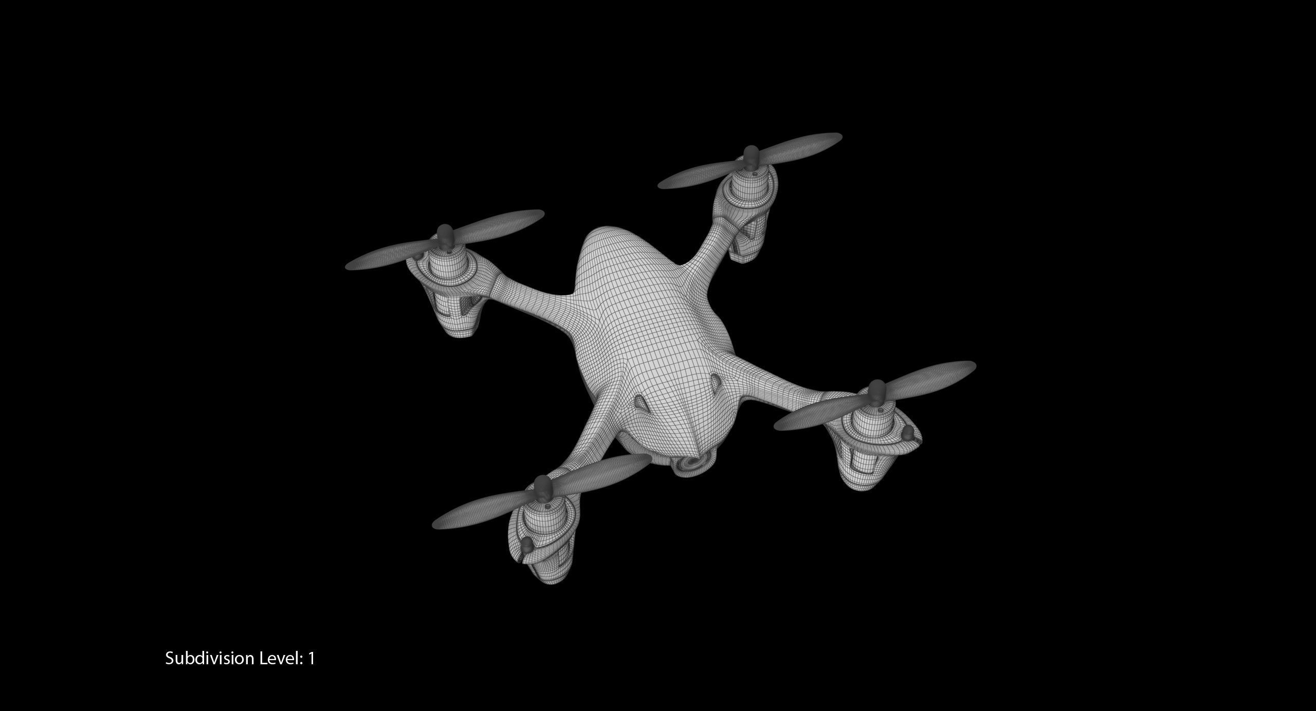 Hubsan X4 H107C BlackGreen Low-poly 3D model_31