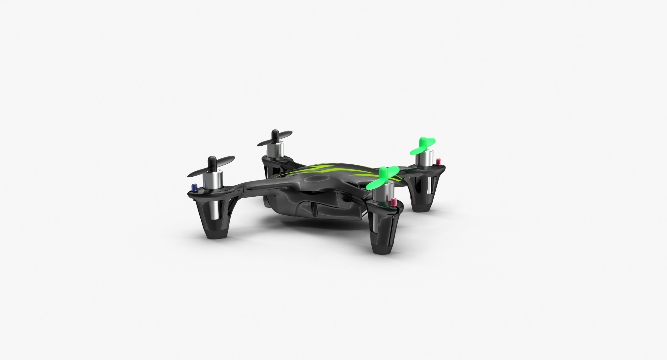 Hubsan X4 H107C BlackGreen Low-poly 3D model_17