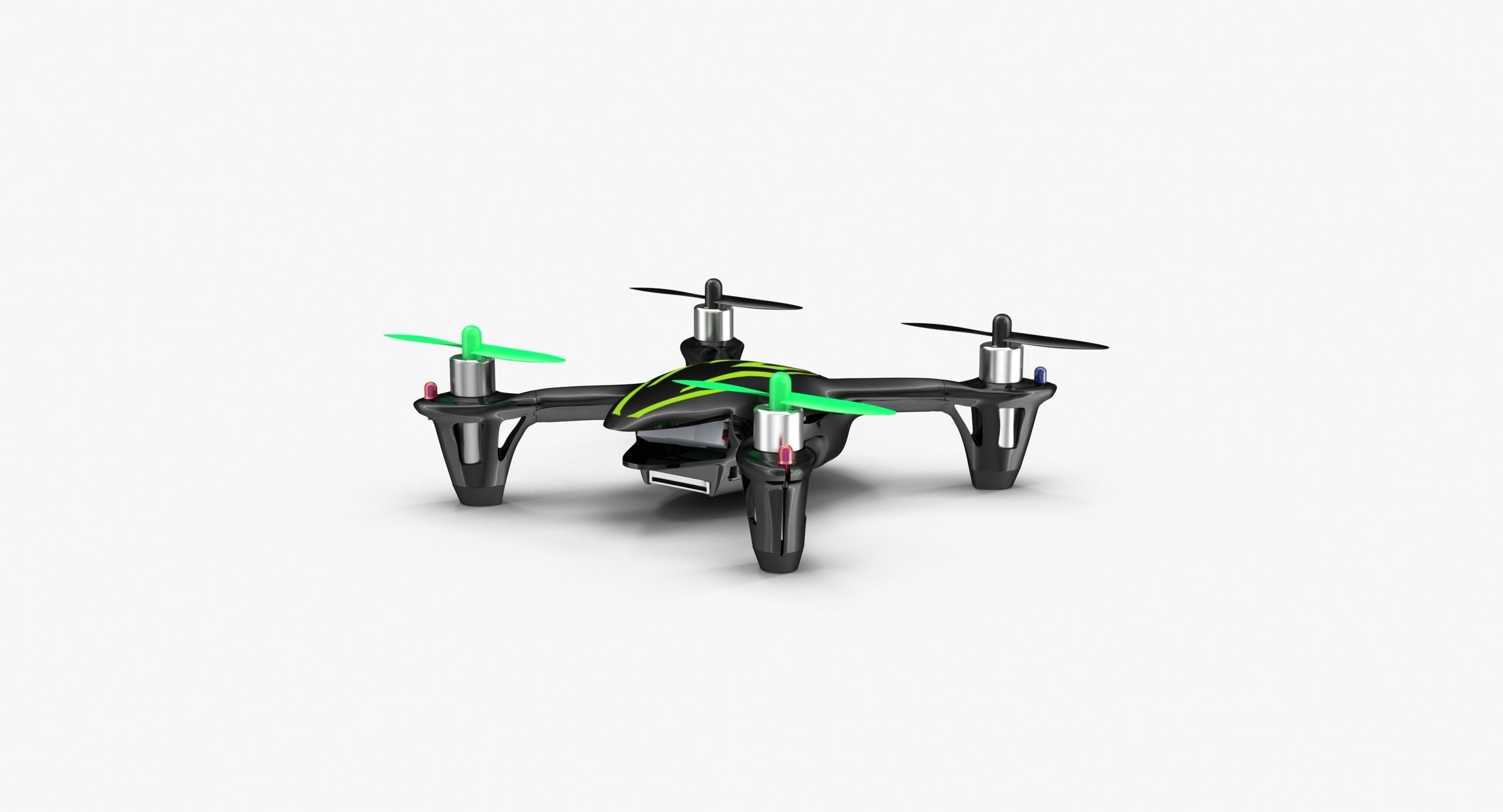 Hubsan X4 H107C BlackGreen Low-poly 3D model_14