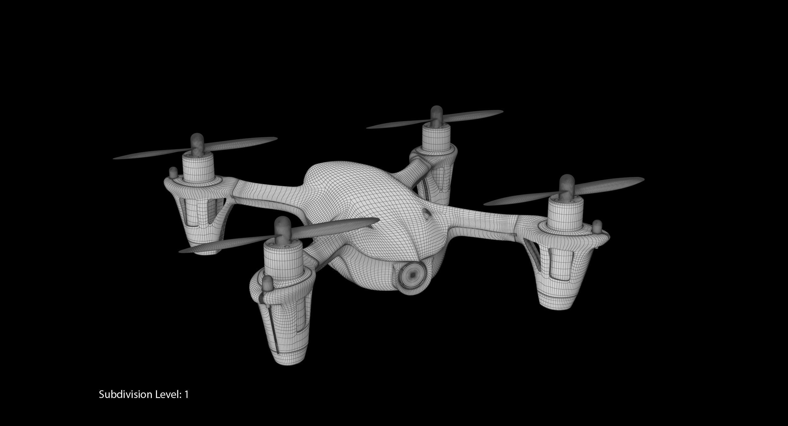 Hubsan X4 H107C BlackGreen Low-poly 3D model_21