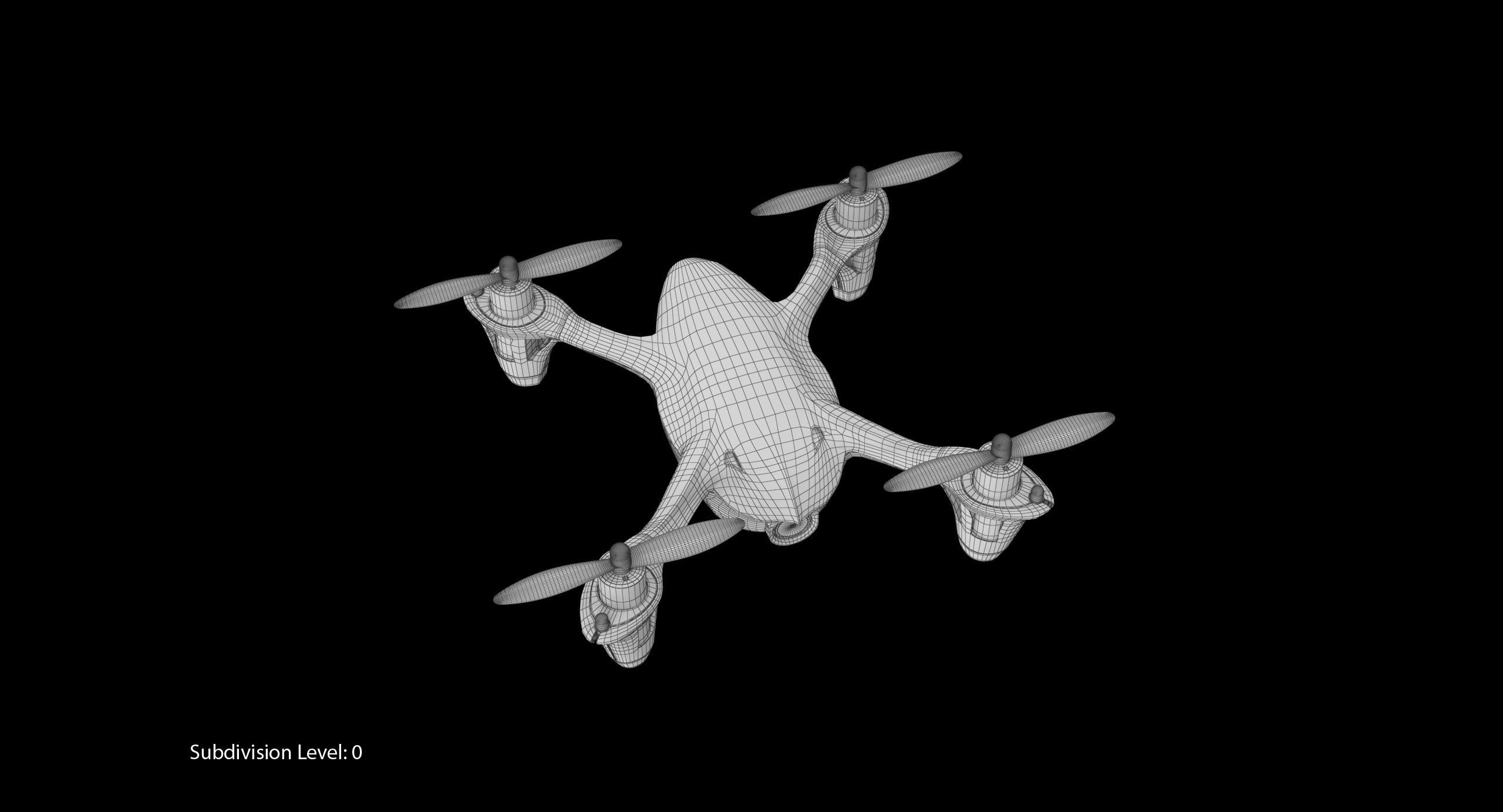 Hubsan X4 H107C BlackGreen Low-poly 3D model_30