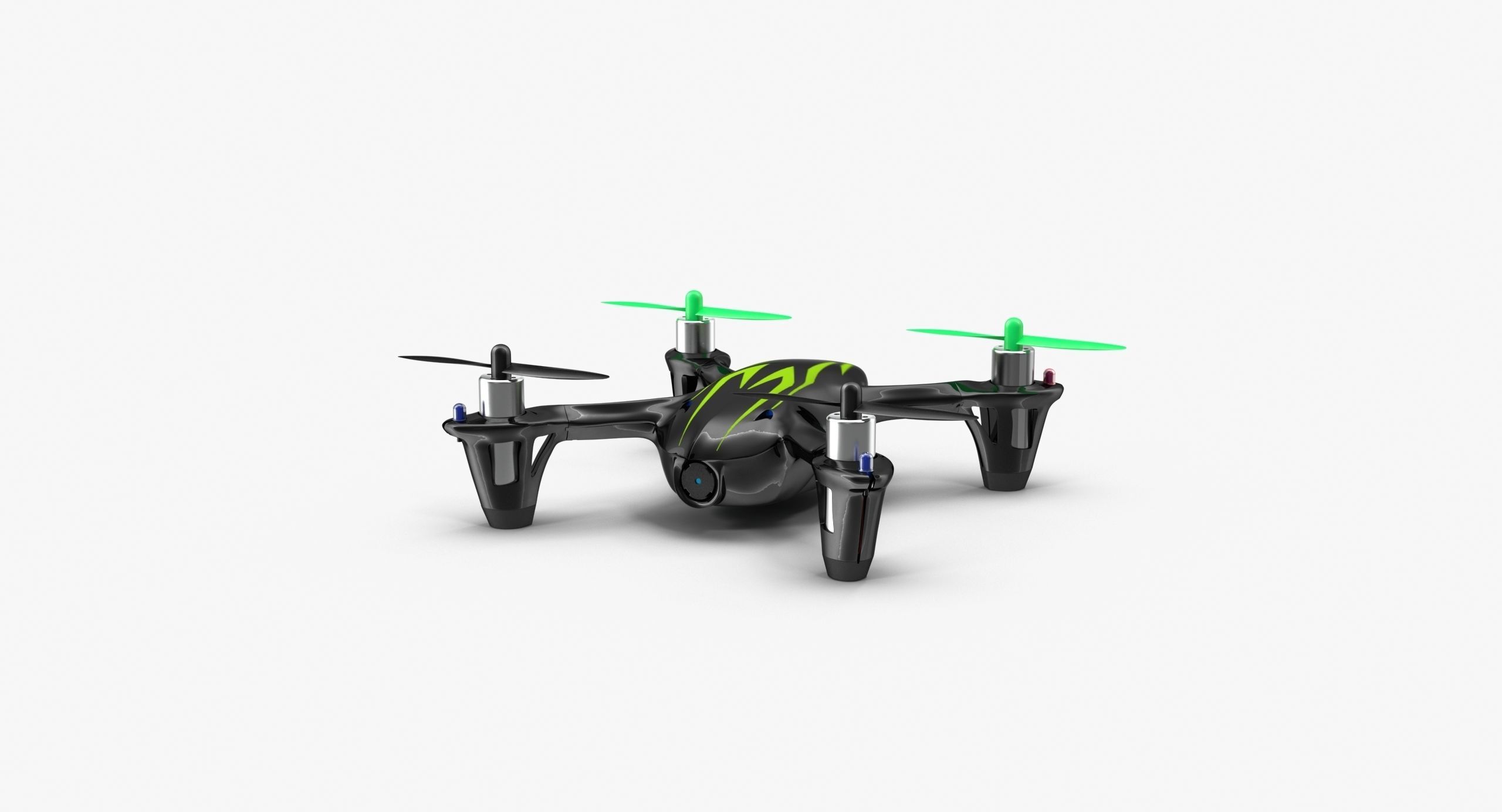 Hubsan X4 H107C BlackGreen Low-poly 3D model_9