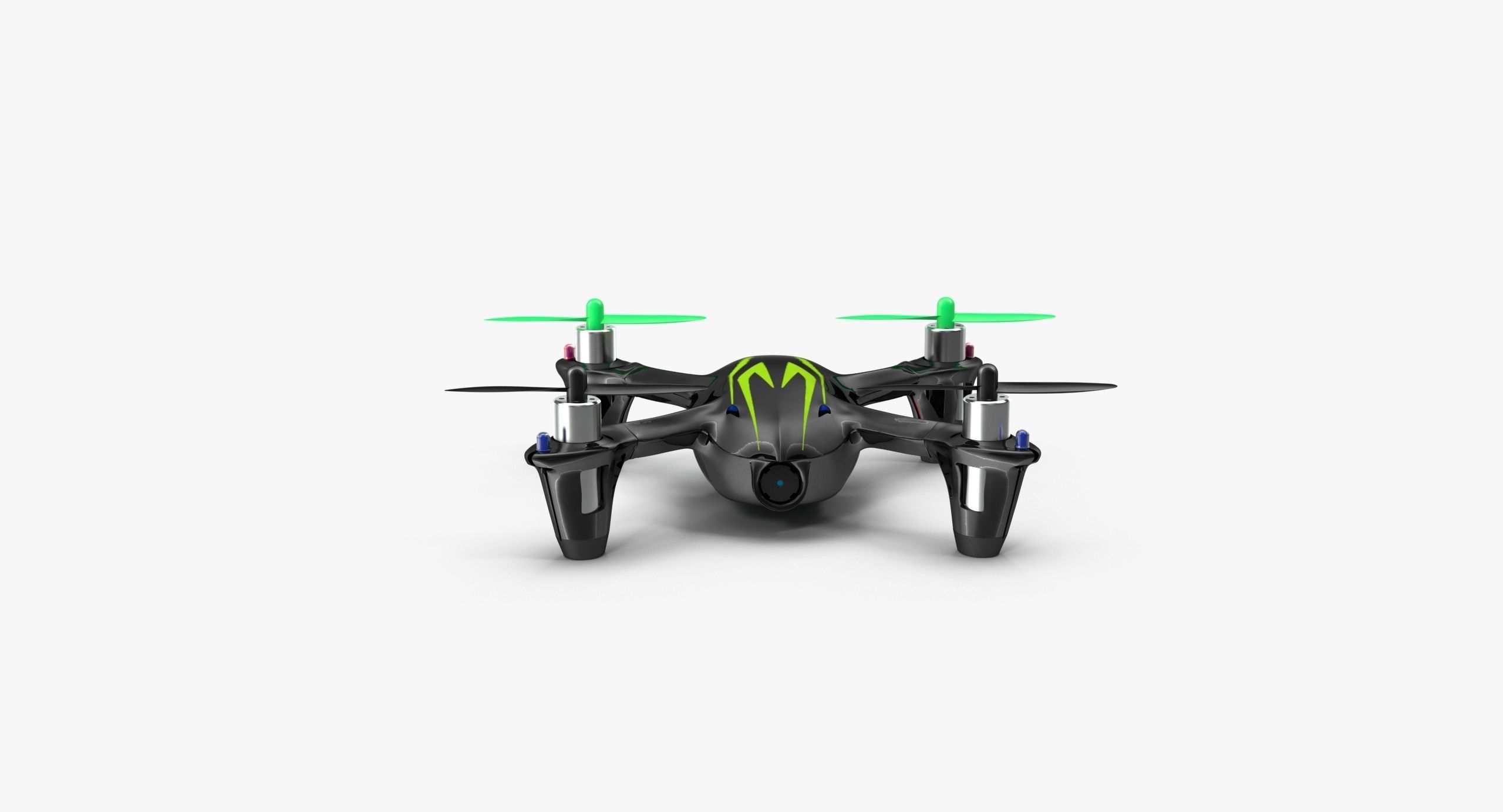 Hubsan X4 H107C BlackGreen Low-poly 3D model_10