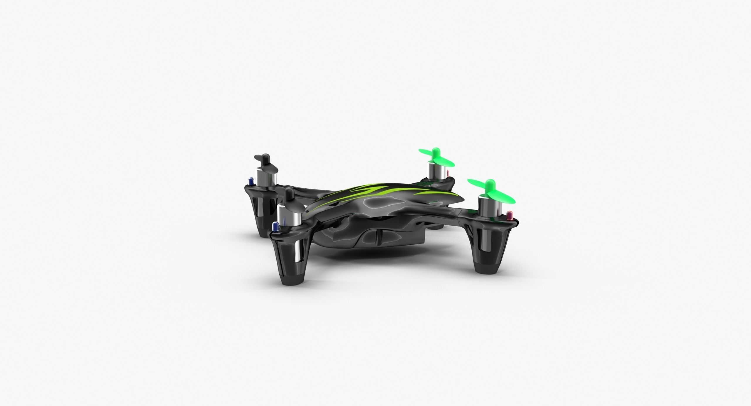 Hubsan X4 H107C BlackGreen Low-poly 3D model_18
