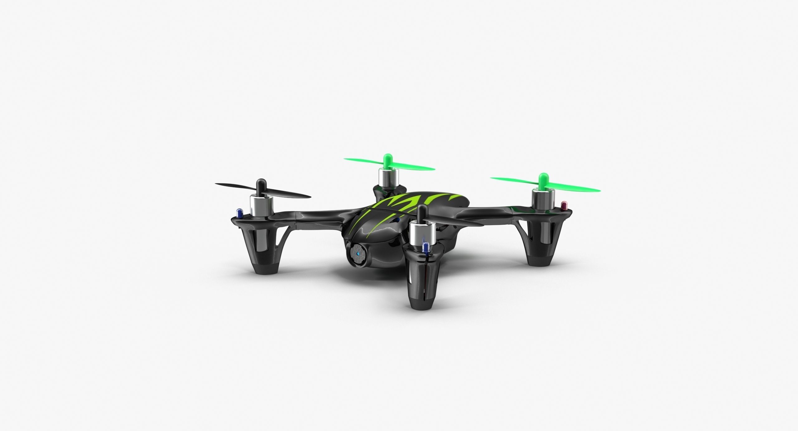Hubsan X4 H107C BlackGreen Low-poly 3D model_19