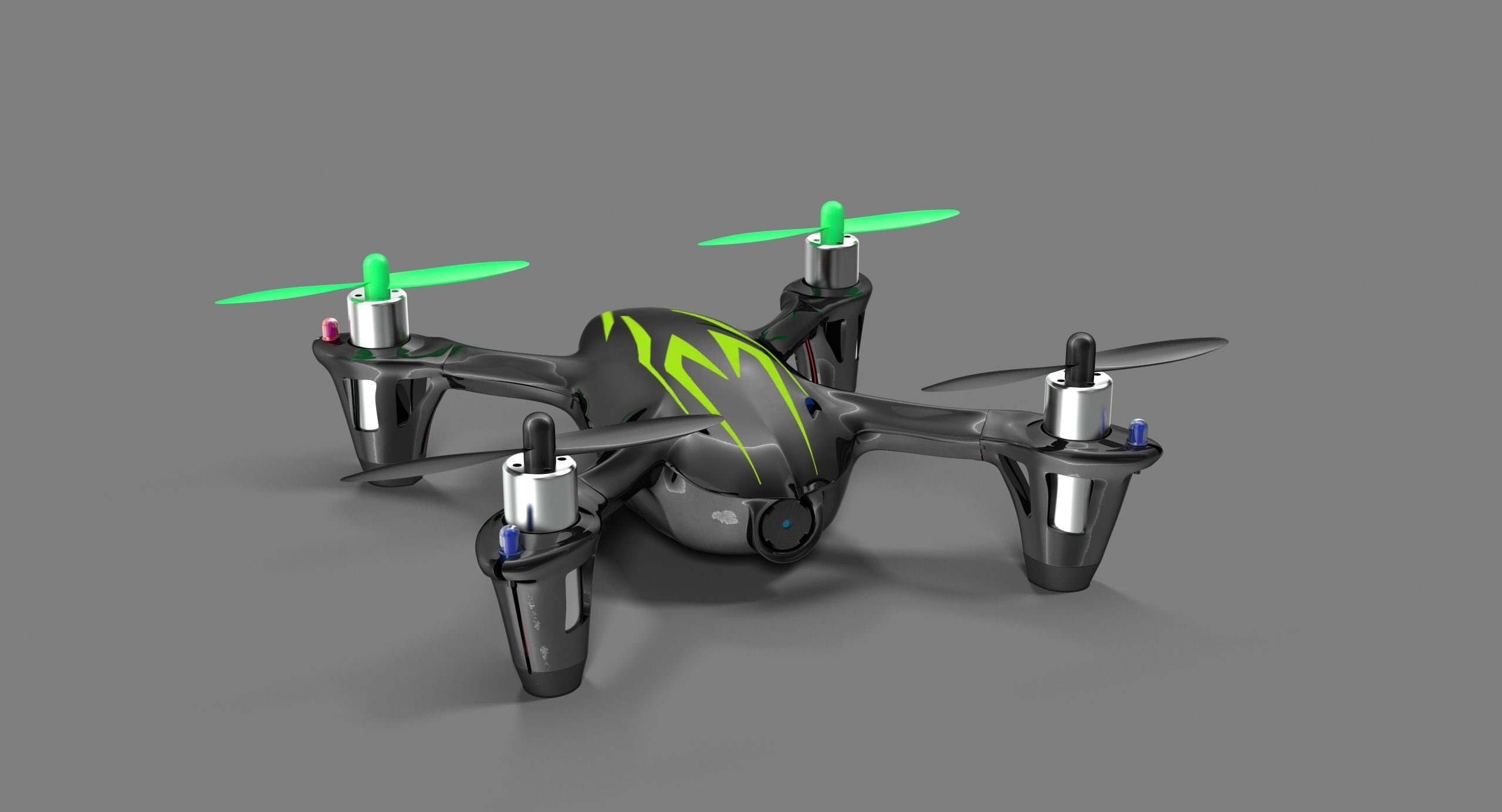 Hubsan X4 H107C BlackGreen Low-poly 3D model_1