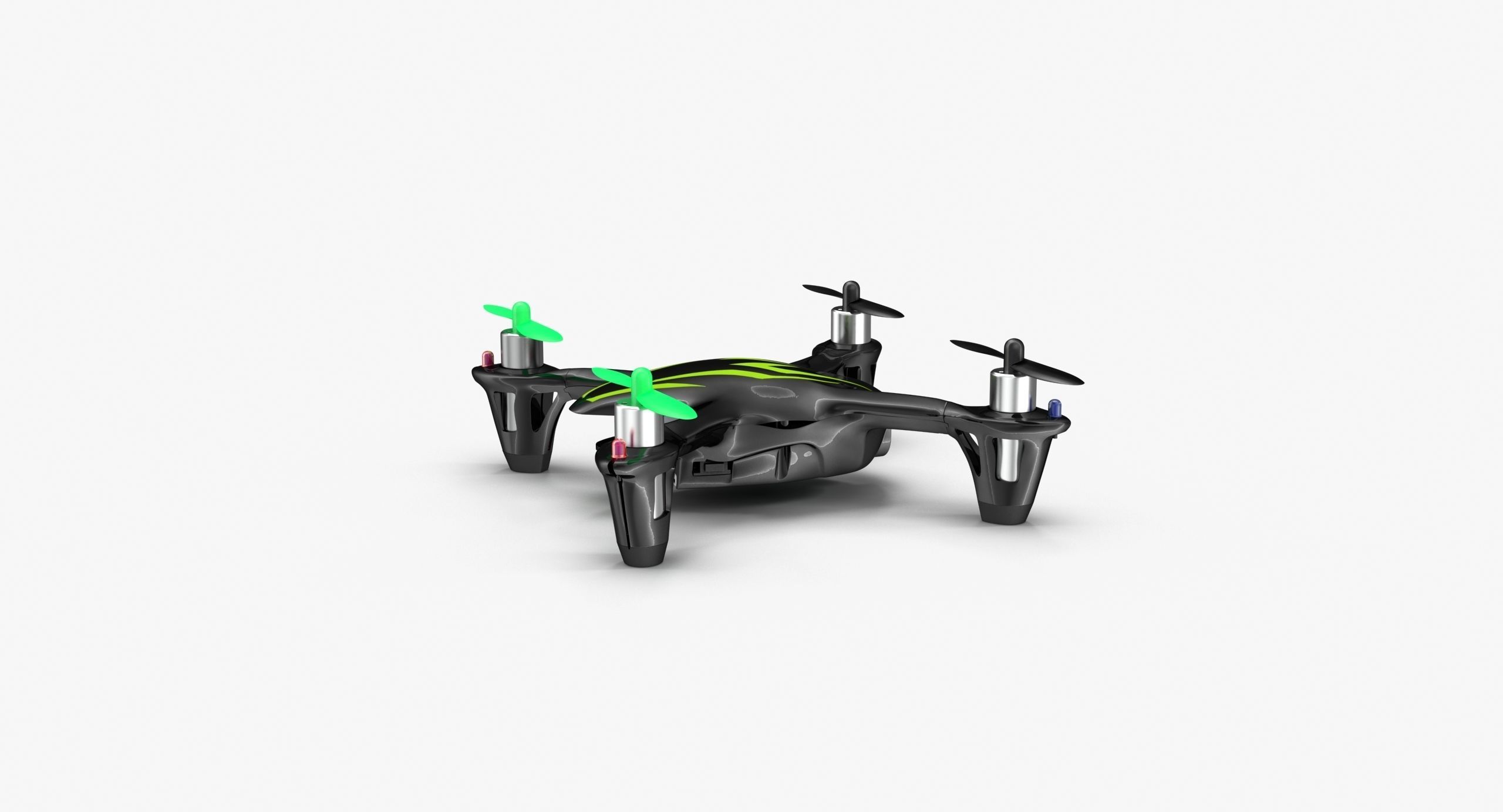 Hubsan X4 H107C BlackGreen Low-poly 3D model_13