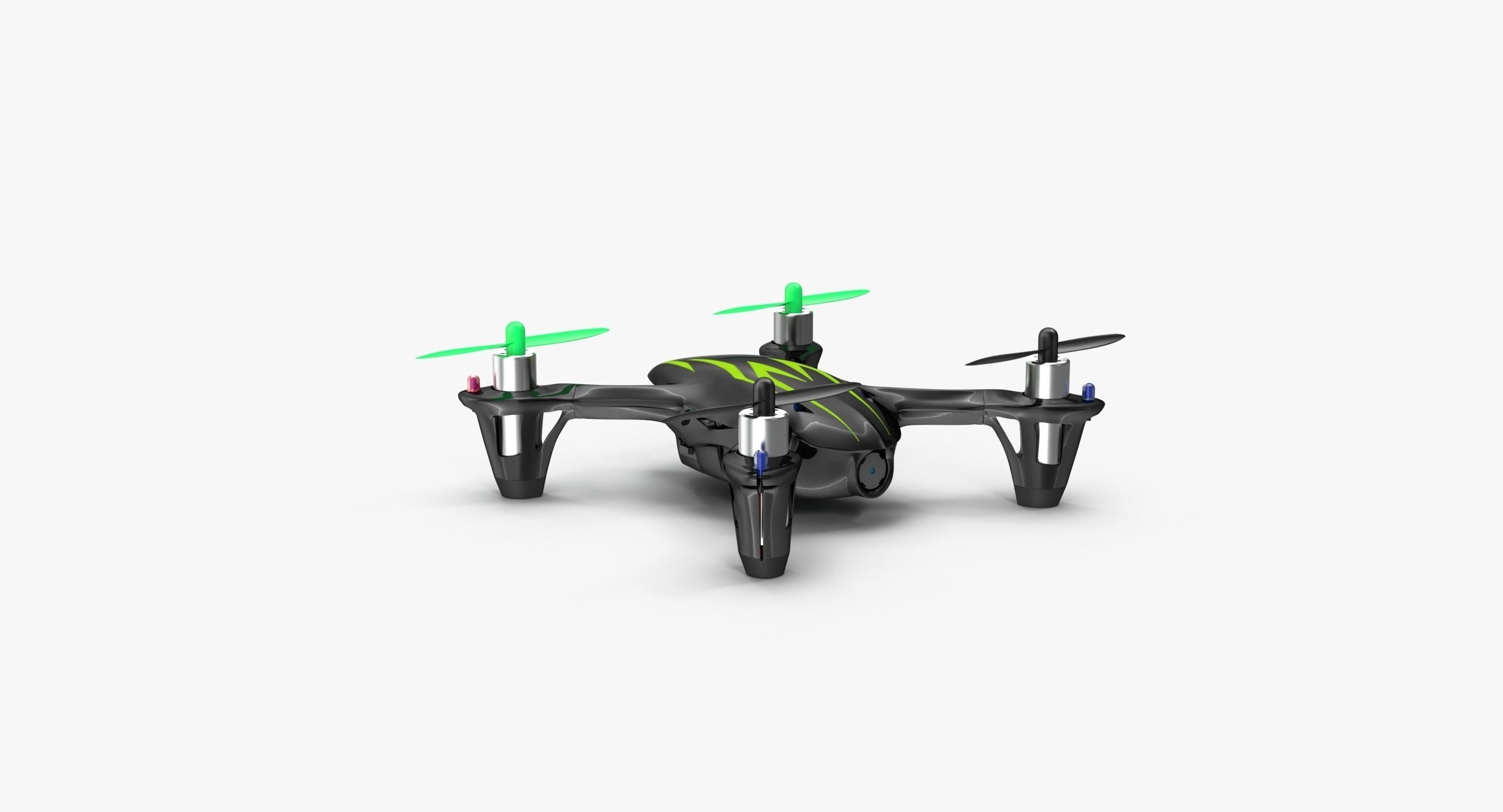Hubsan X4 H107C BlackGreen Low-poly 3D model_11
