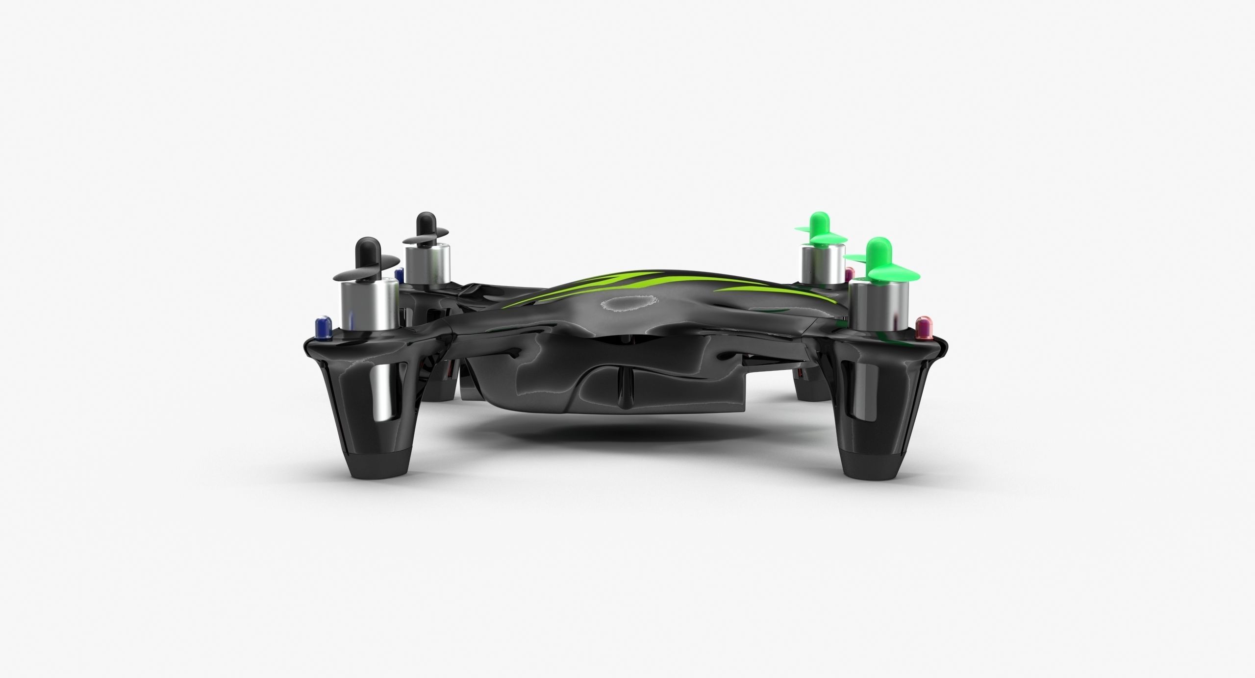 Hubsan X4 H107C BlackGreen Low-poly 3D model_4