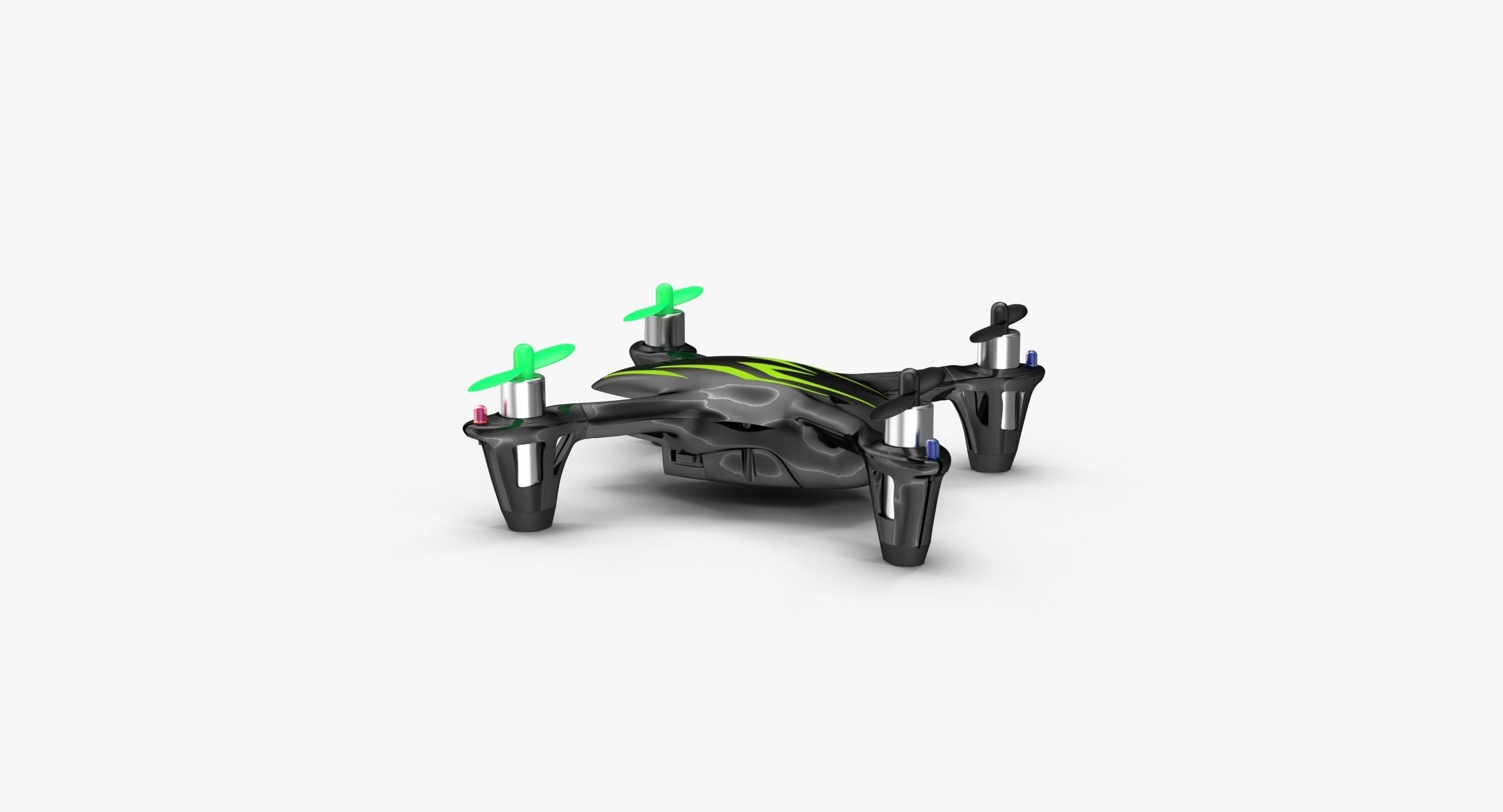 Hubsan X4 H107C BlackGreen Low-poly 3D model_12