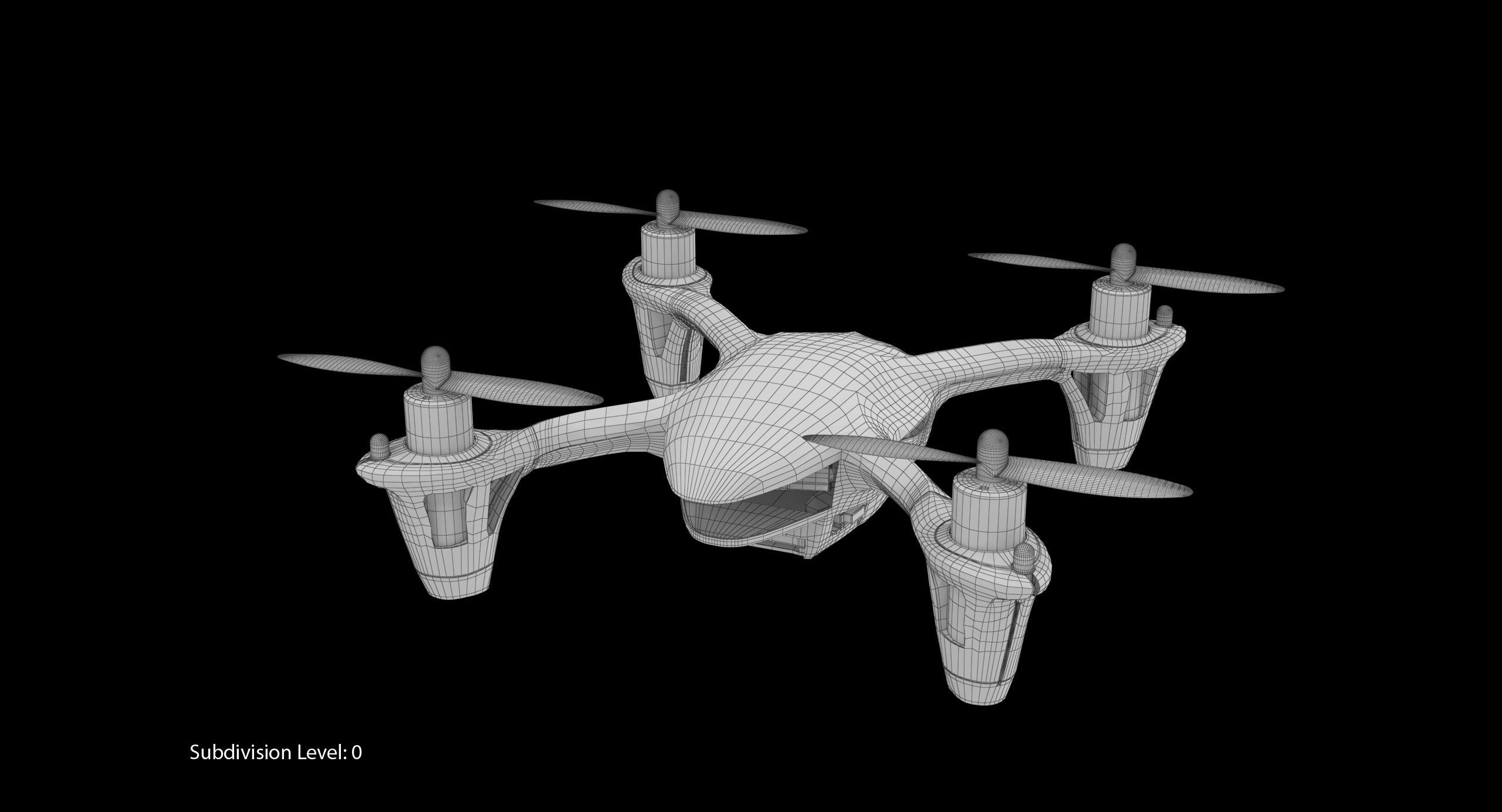 Hubsan X4 H107C BlackGreen Low-poly 3D model_28