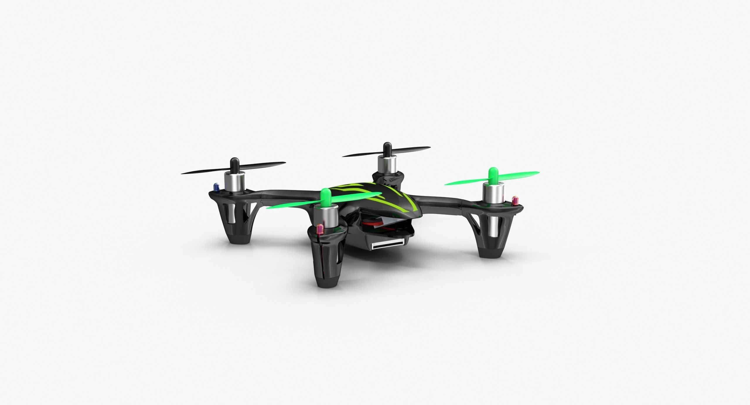 Hubsan X4 H107C BlackGreen Low-poly 3D model_16
