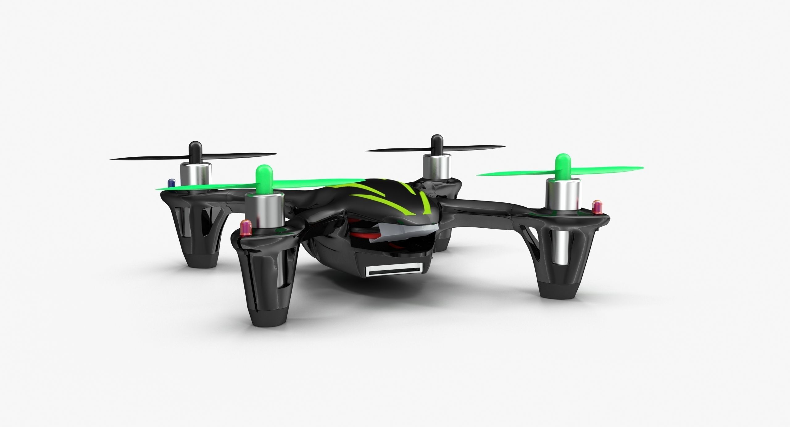 Hubsan X4 H107C BlackGreen Low-poly 3D model_5