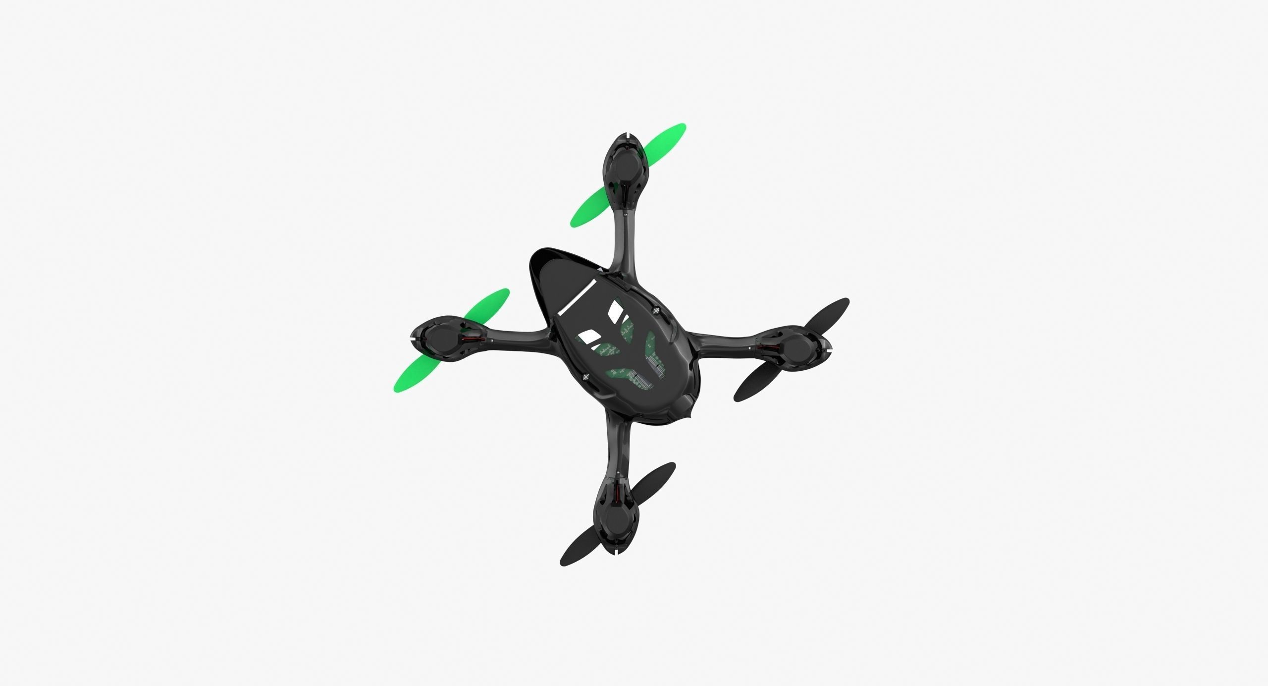 Hubsan X4 H107C BlackGreen Low-poly 3D model_8