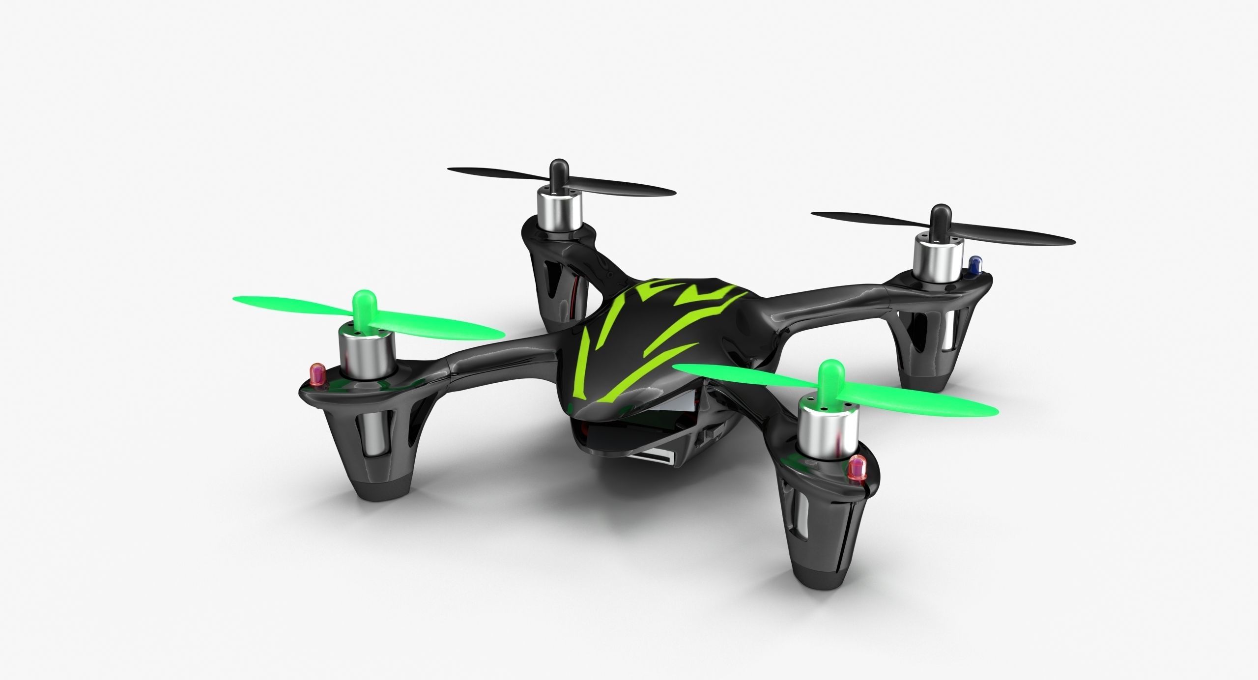 Hubsan X4 H107C BlackGreen Low-poly 3D model_6