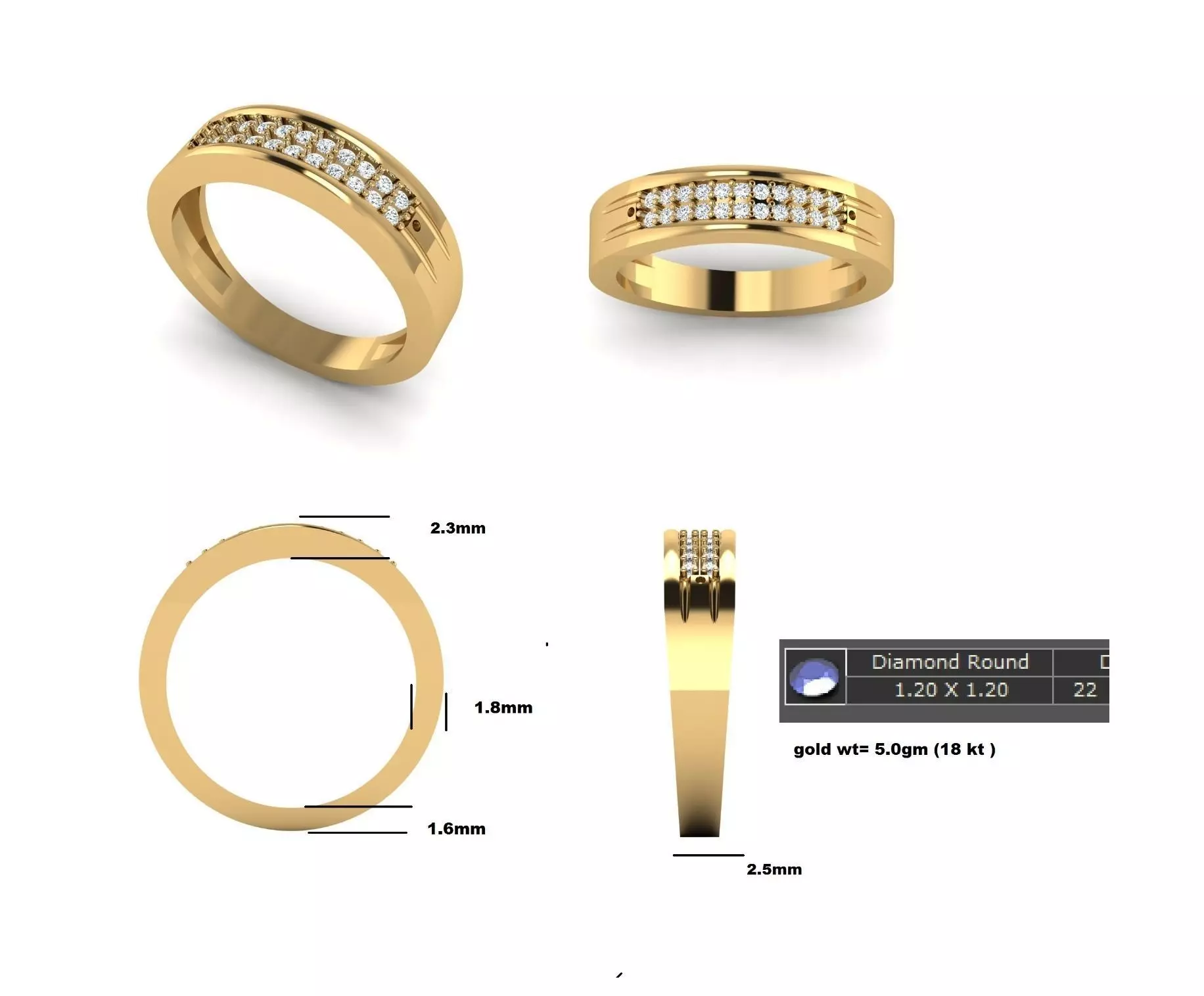 Stylish engagement diamond ring 3D model Free 3D print model