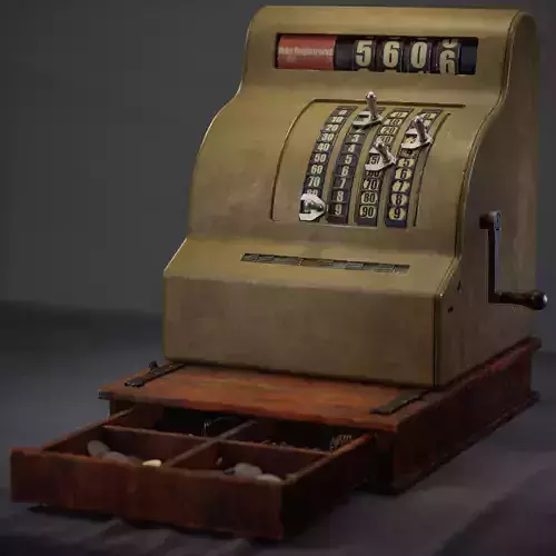 Vintage 1940s NCR National Cash Register Low-poly 3D model