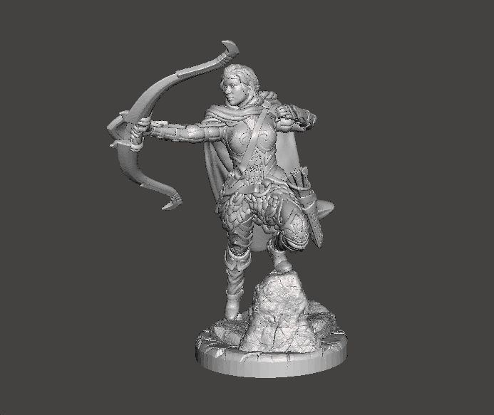 FEMALE RANGER MINIATURE MODEL FOR FANTASY GAMES DND RPG 3D print model_1