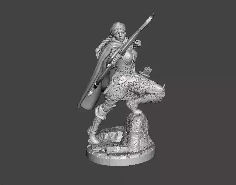 FEMALE RANGER MINIATURE MODEL FOR FANTASY GAMES DND RPG 3D print model_0