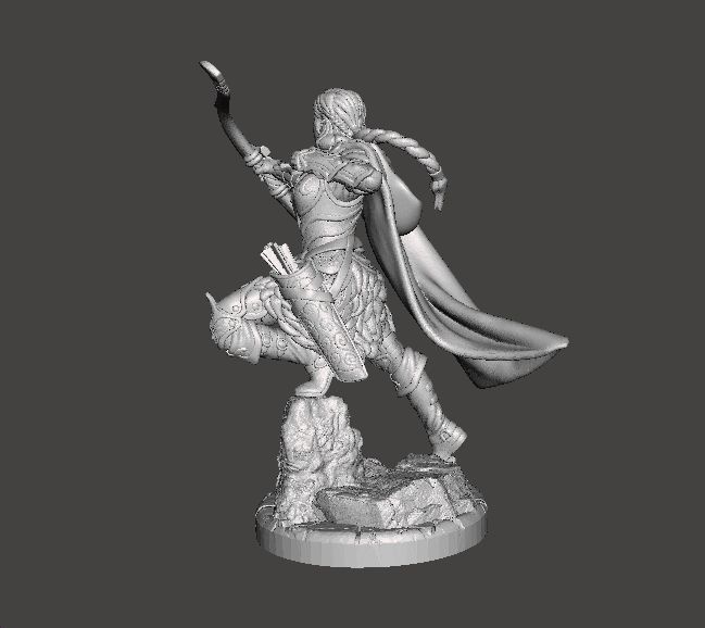 FEMALE RANGER MINIATURE MODEL FOR FANTASY GAMES DND RPG 3D print model_2
