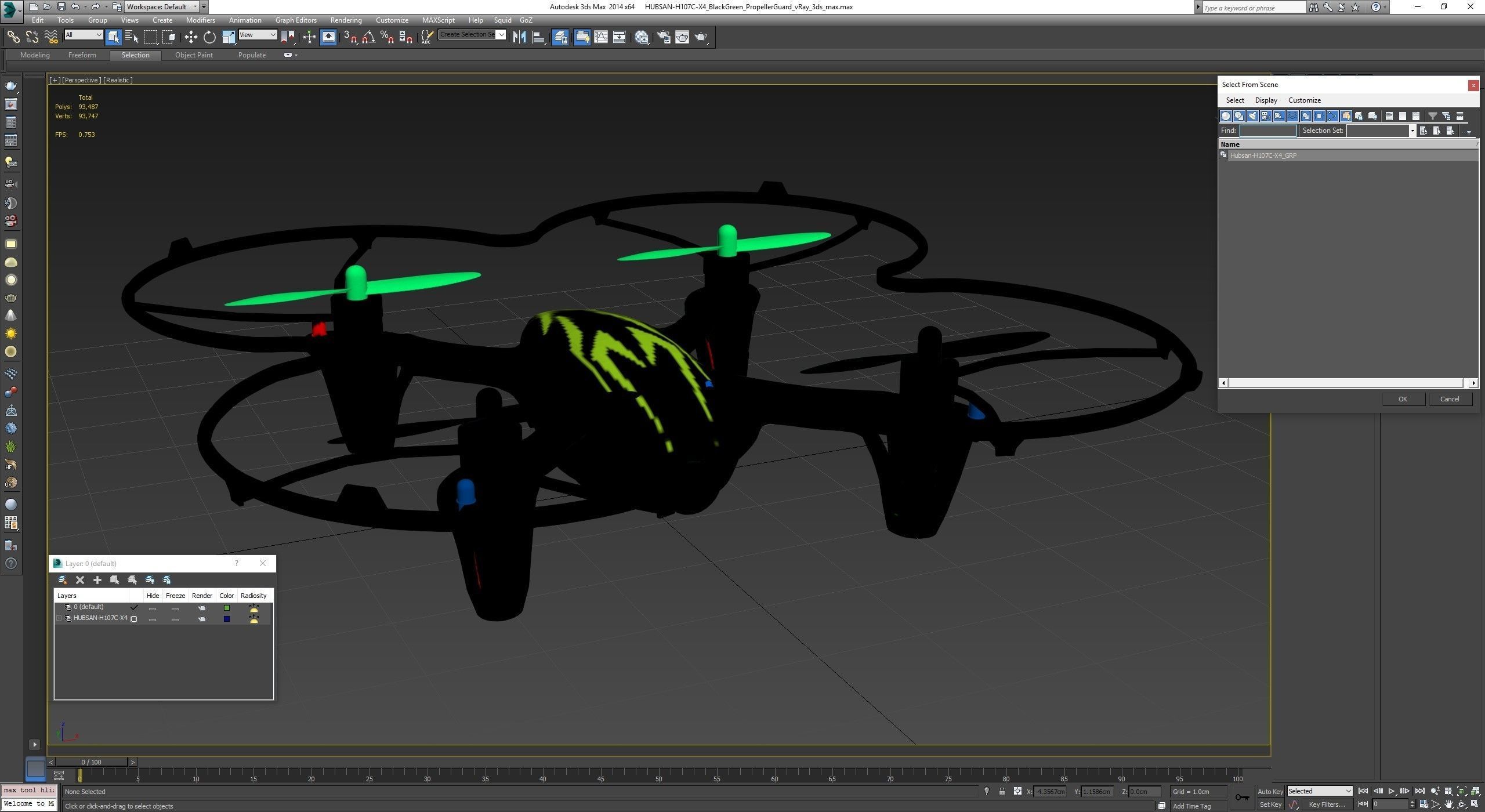 Hubsan X4 H107C BlackGreen Propeller Guard Low-poly 3D model_35