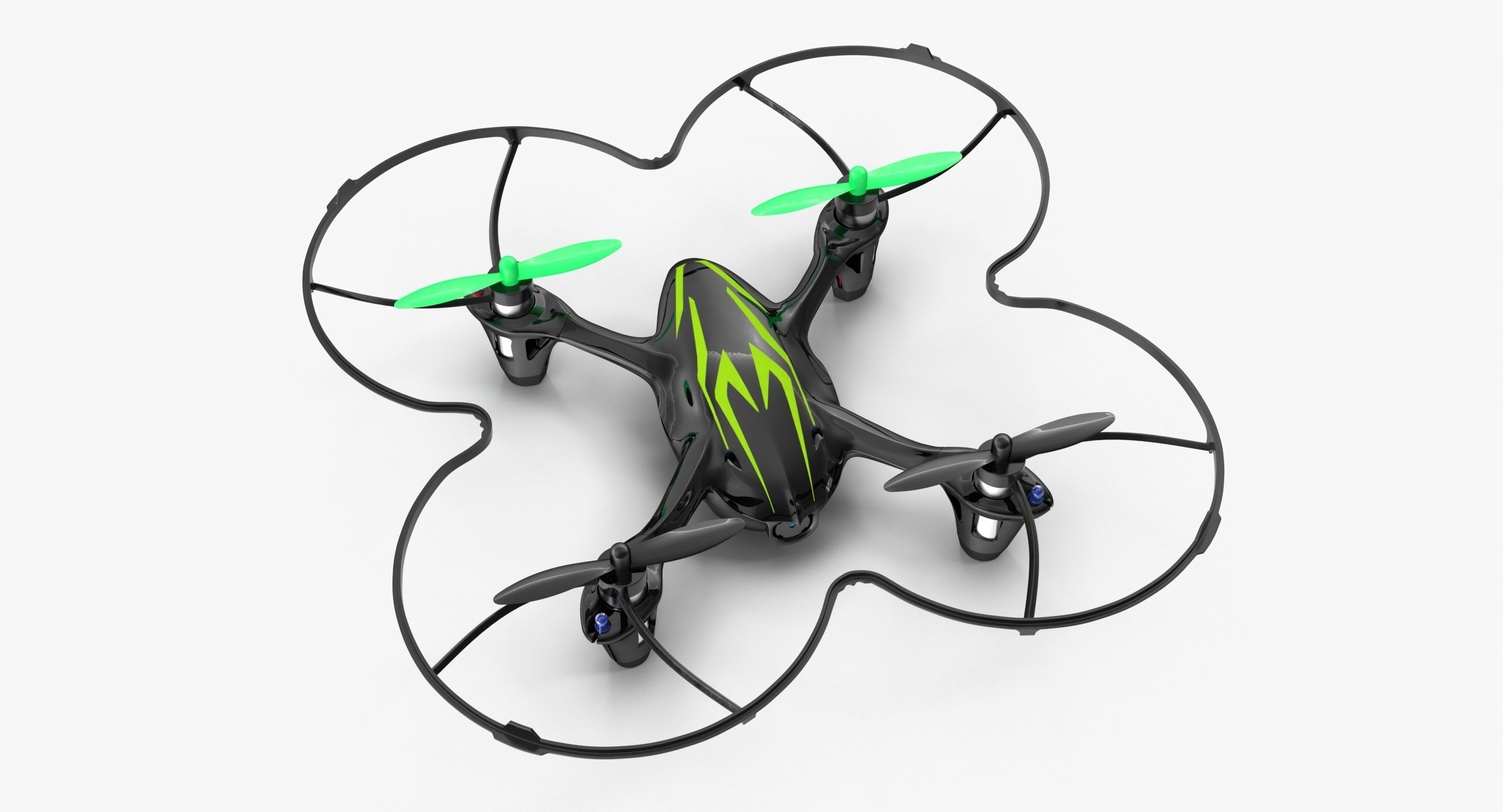 Hubsan X4 H107C BlackGreen Propeller Guard Low-poly 3D model_7
