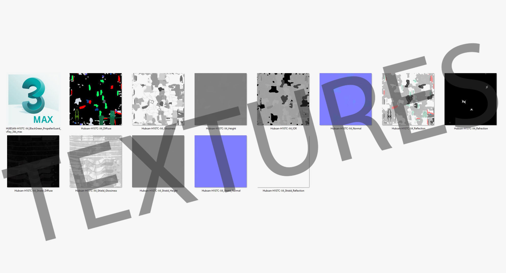 Hubsan X4 H107C BlackGreen Propeller Guard Low-poly 3D model_36