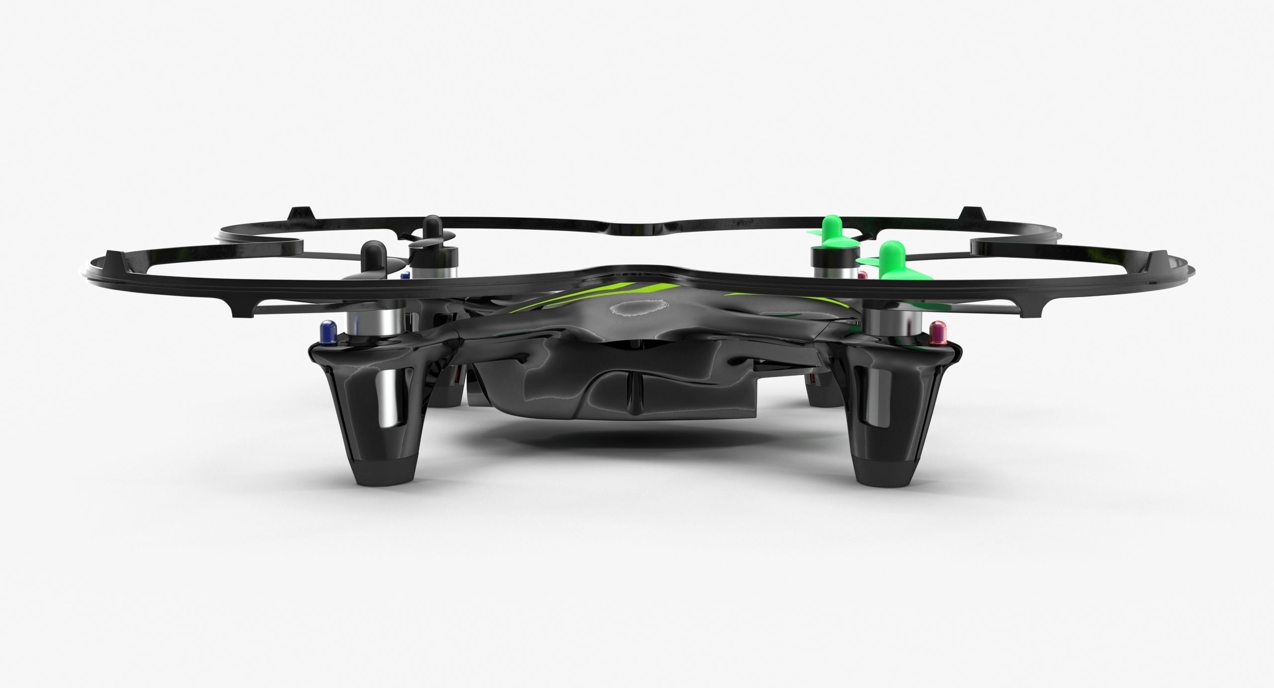 Hubsan X4 H107C BlackGreen Propeller Guard Low-poly 3D model_4