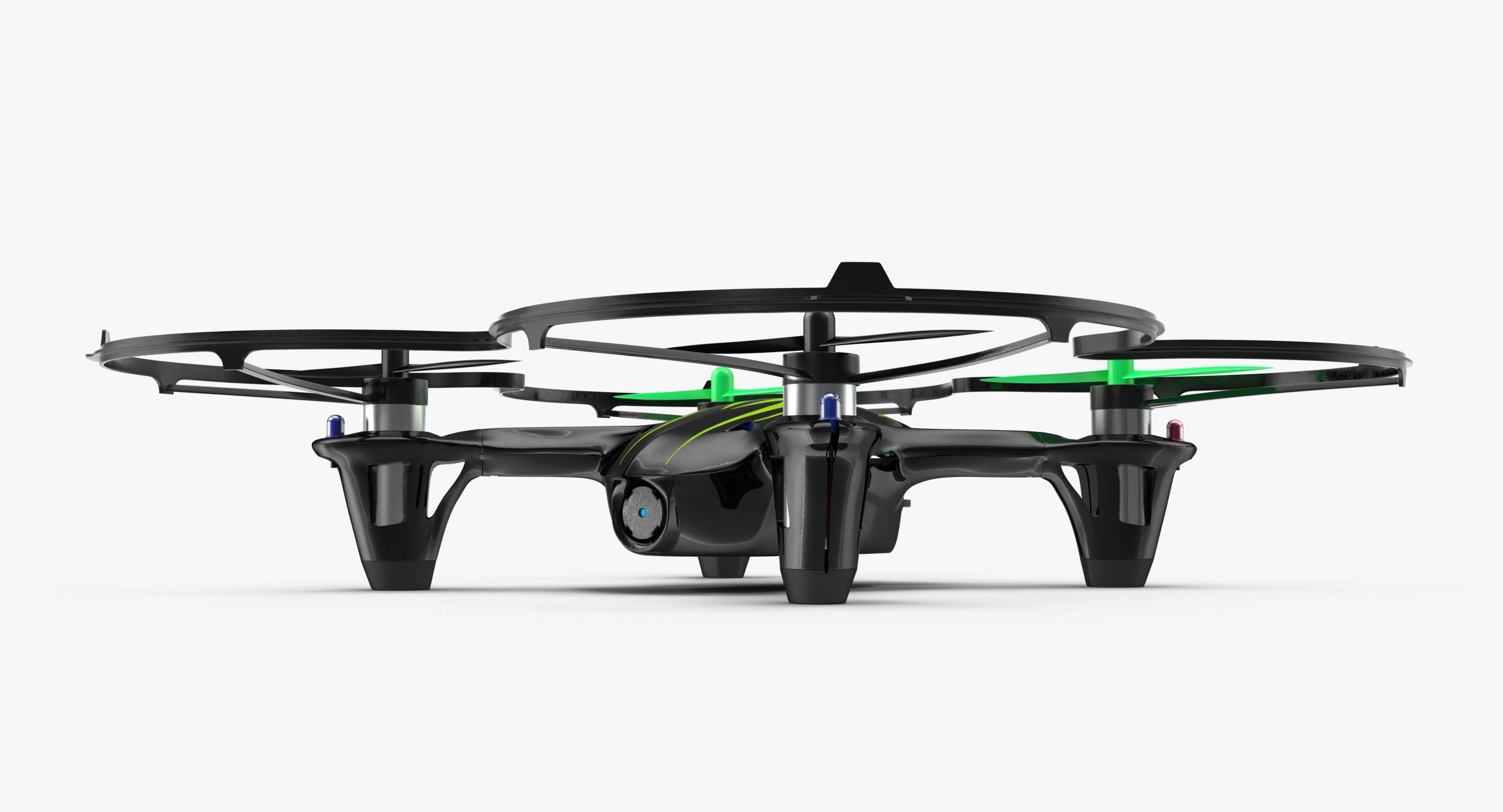 Hubsan X4 H107C BlackGreen Propeller Guard Low-poly 3D model_3