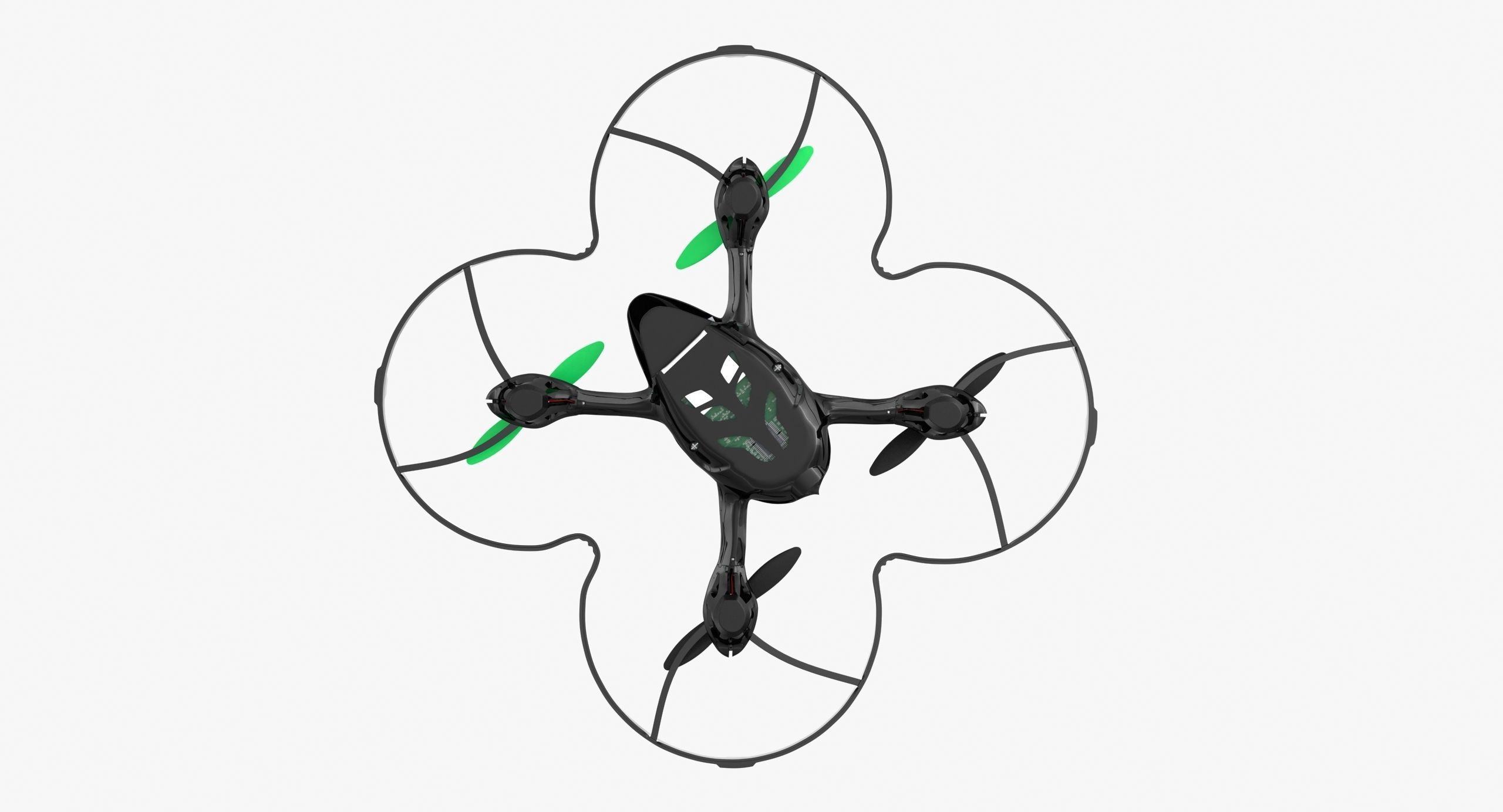 Hubsan X4 H107C BlackGreen Propeller Guard Low-poly 3D model_8