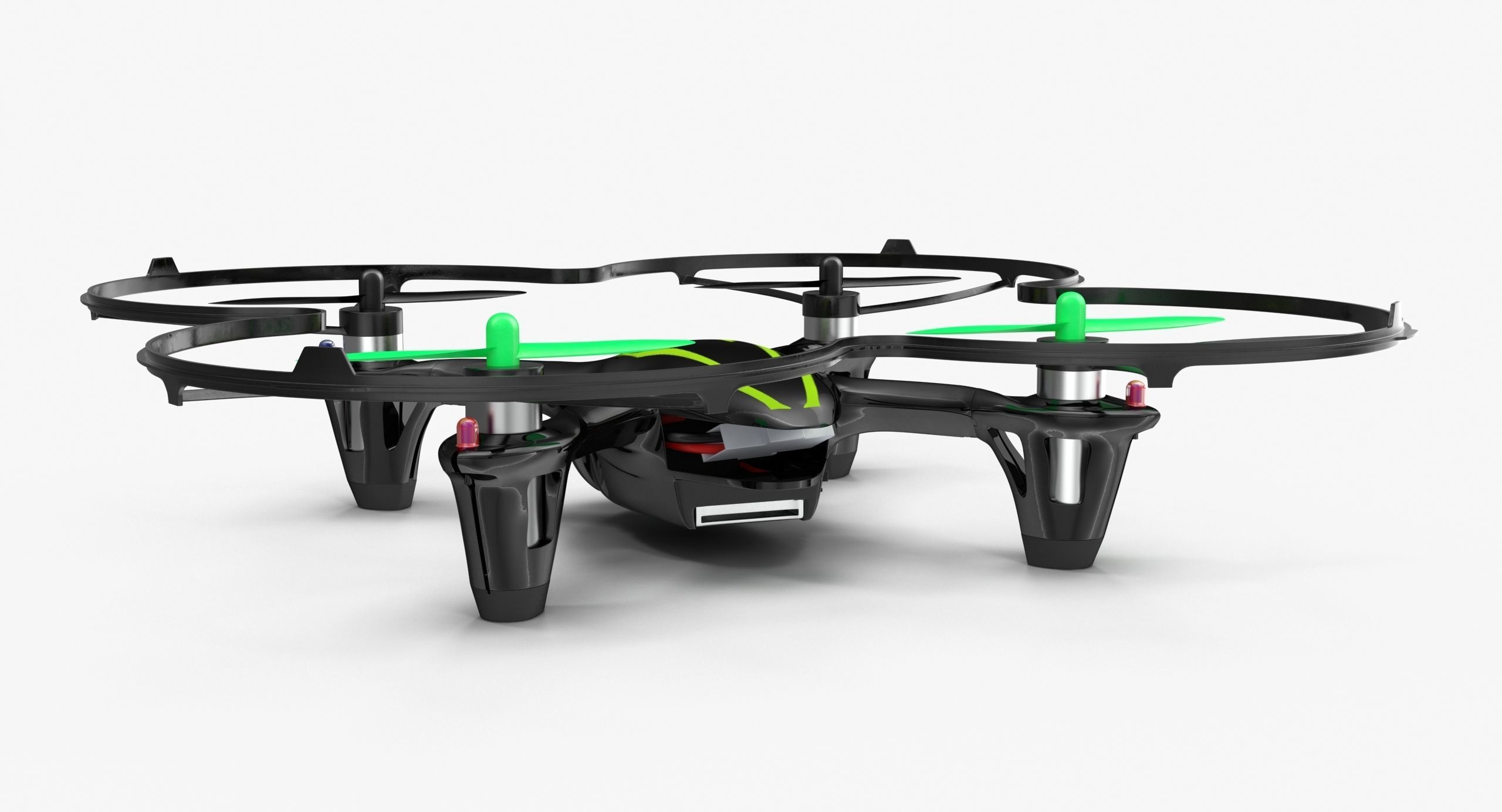 Hubsan X4 H107C BlackGreen Propeller Guard Low-poly 3D model_5