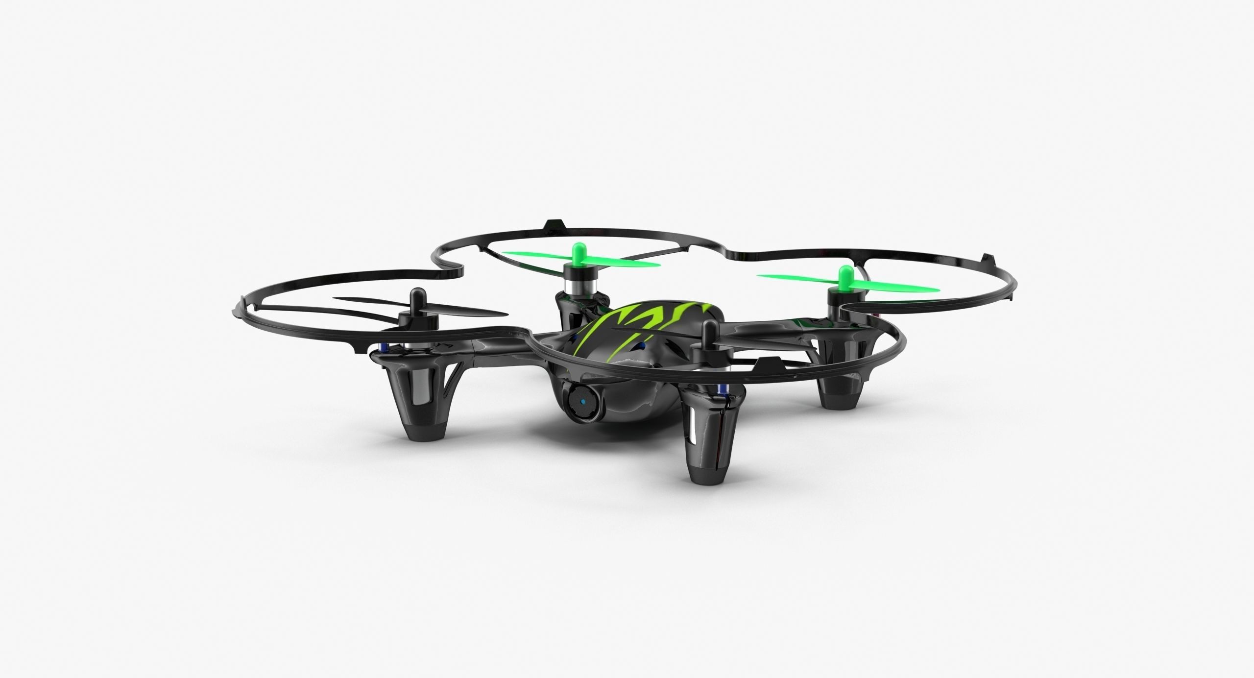 Hubsan X4 H107C BlackGreen Propeller Guard Low-poly 3D model_9