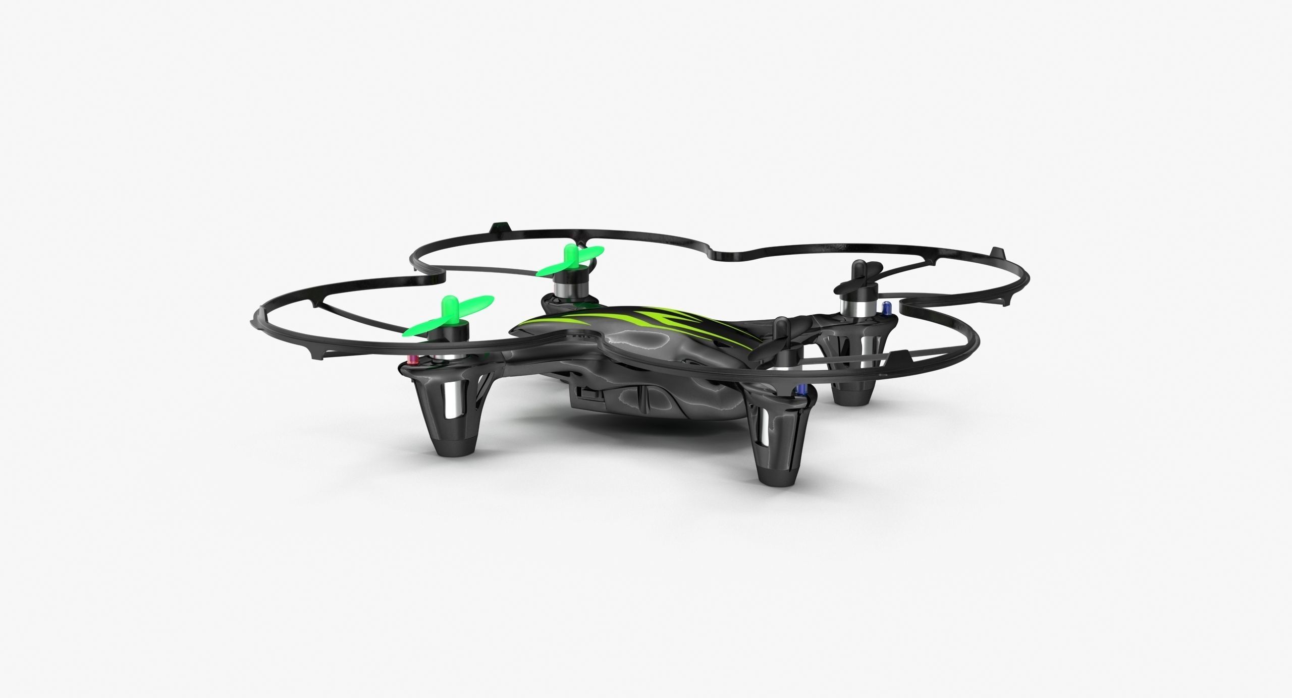 Hubsan X4 H107C BlackGreen Propeller Guard Low-poly 3D model_12