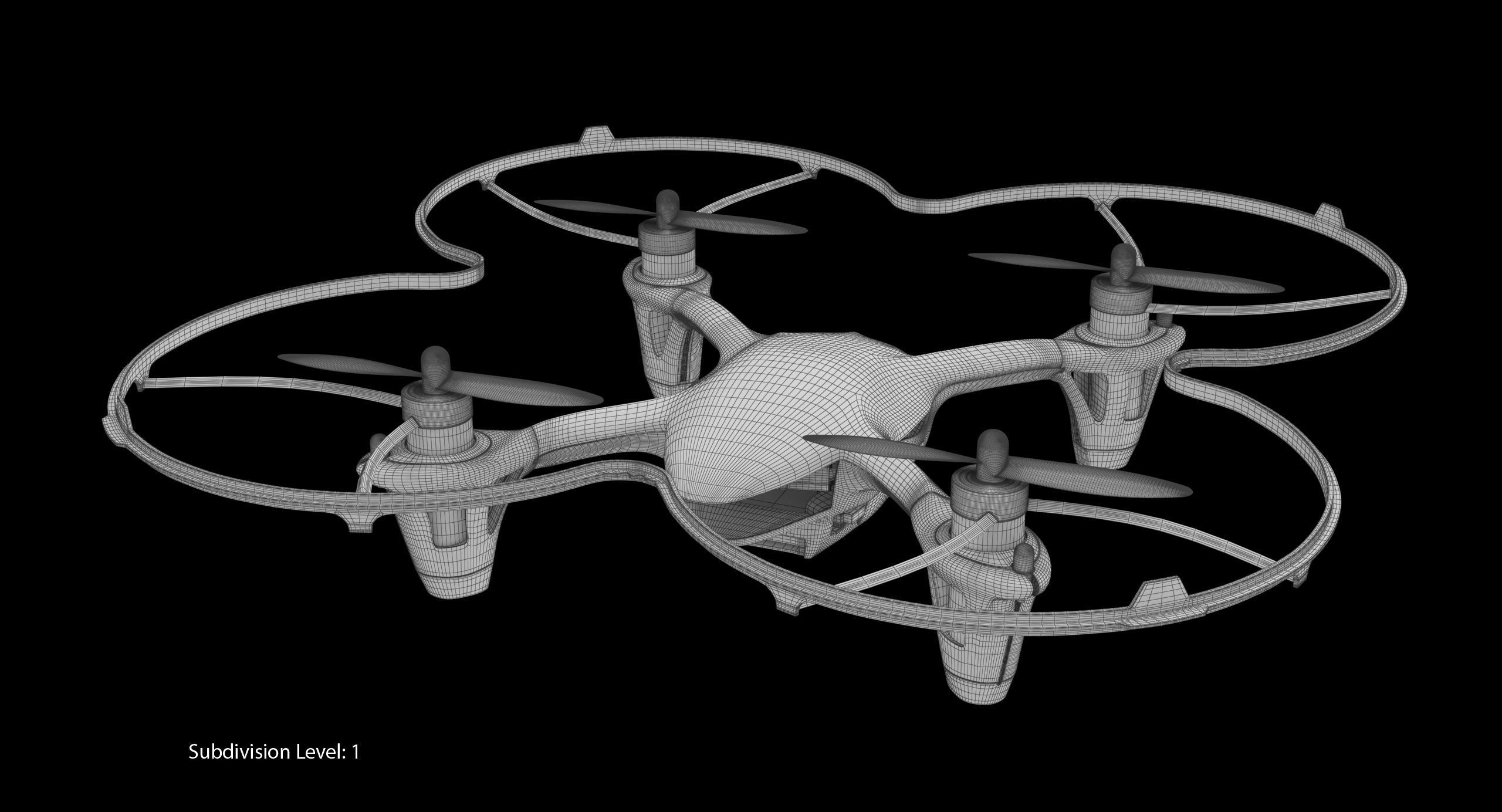 Hubsan X4 H107C BlackGreen Propeller Guard Low-poly 3D model_29