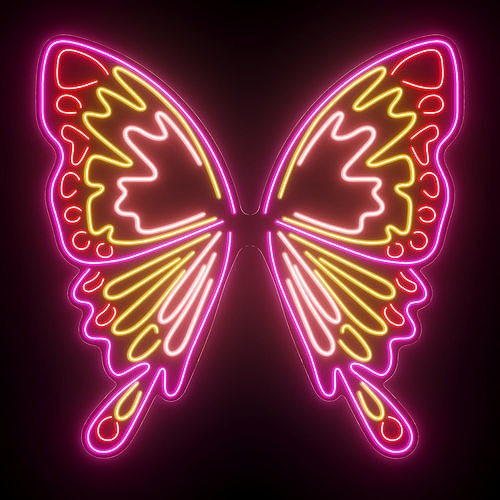 Butterfly Wings Neon Sign 3D model