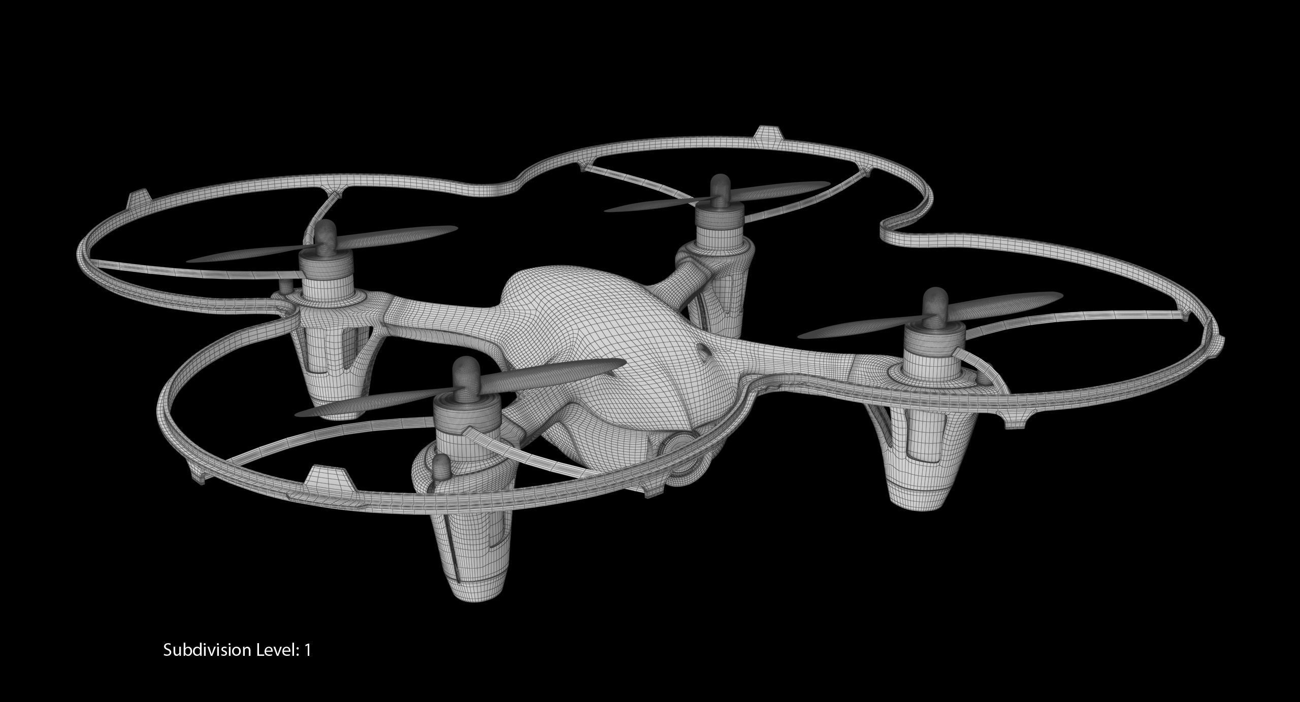Hubsan X4 H107C Red Propeller Guard Low-poly 3D model_21