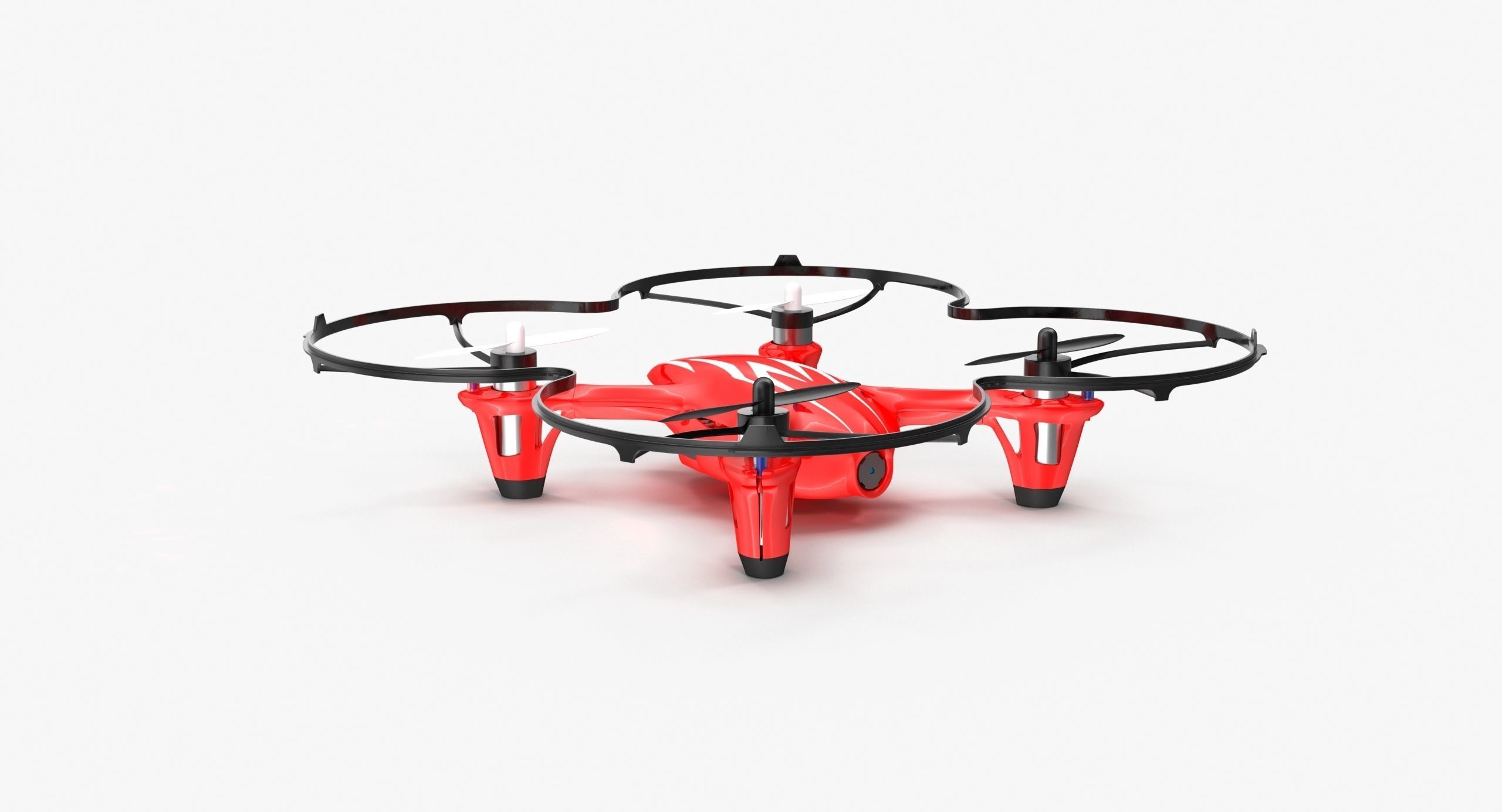 Hubsan X4 H107C Red Propeller Guard Low-poly 3D model_11