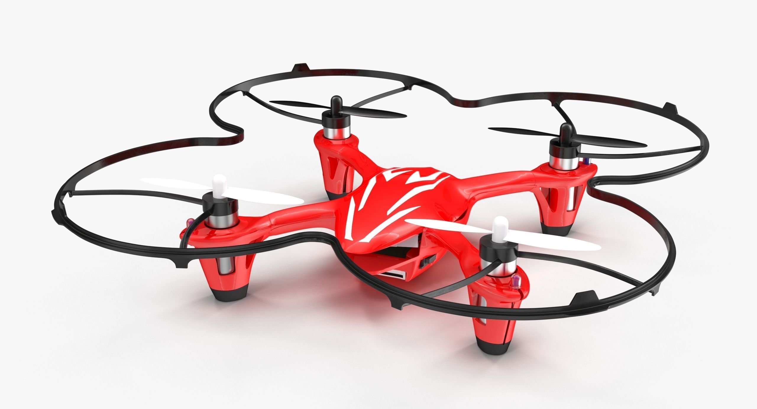 Hubsan X4 H107C Red Propeller Guard Low-poly 3D model_6