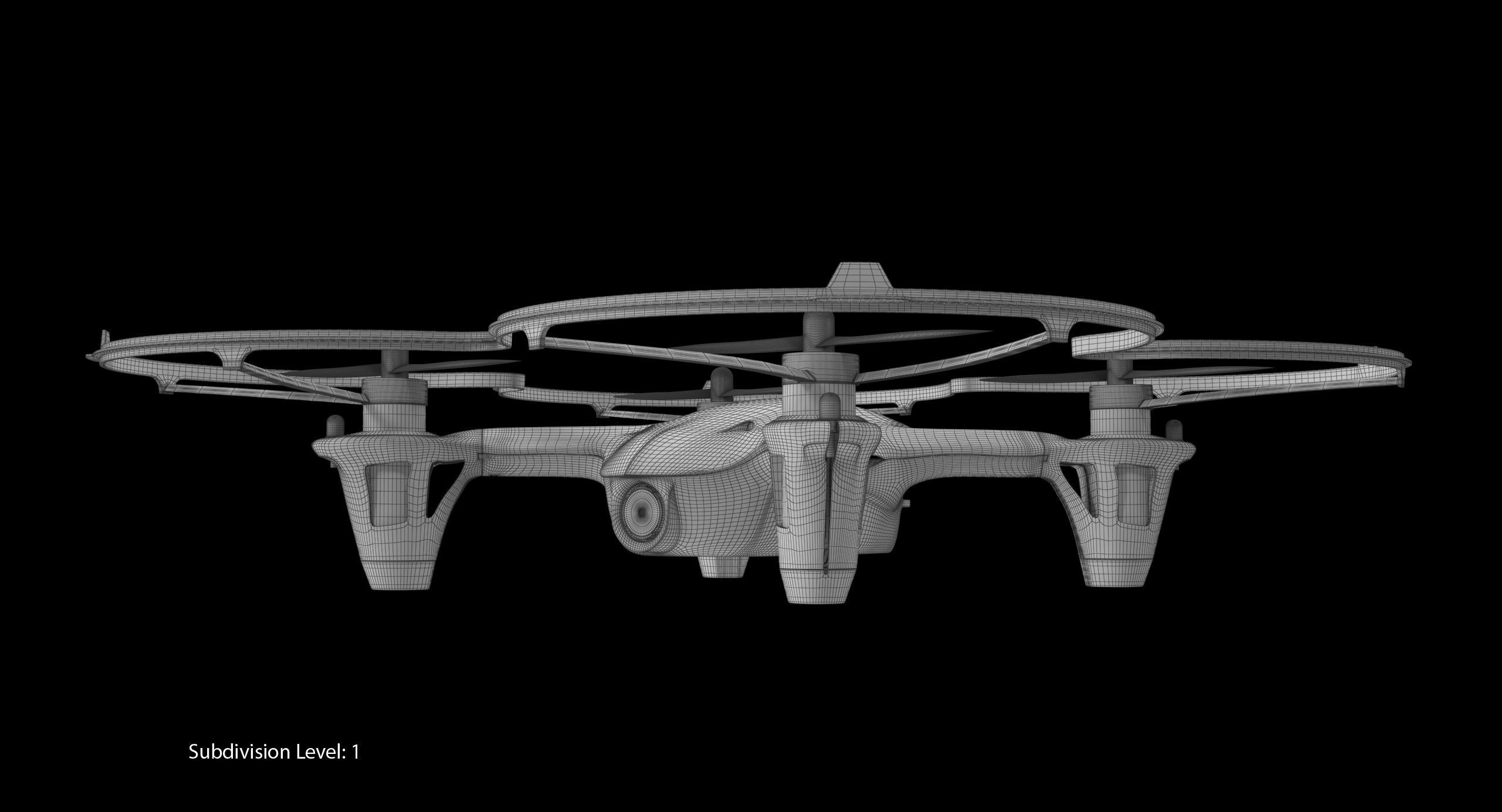 Hubsan X4 H107C Red Propeller Guard Low-poly 3D model_23