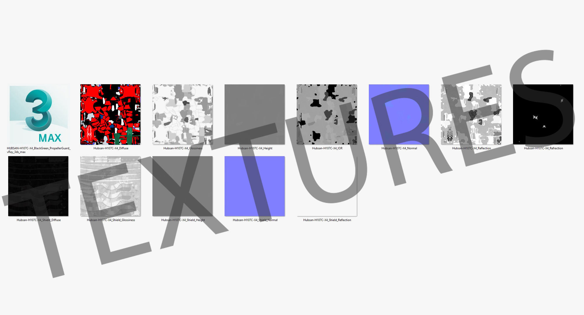 Hubsan X4 H107C Red Propeller Guard Low-poly 3D model_36